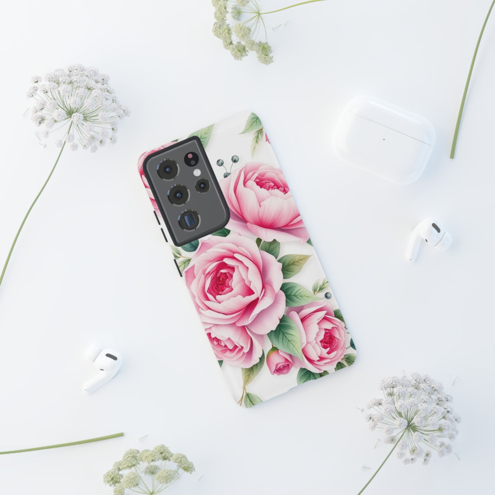 Android OR iPhone Compatible Cases - Pink Flower Design - Unique Tough Cases