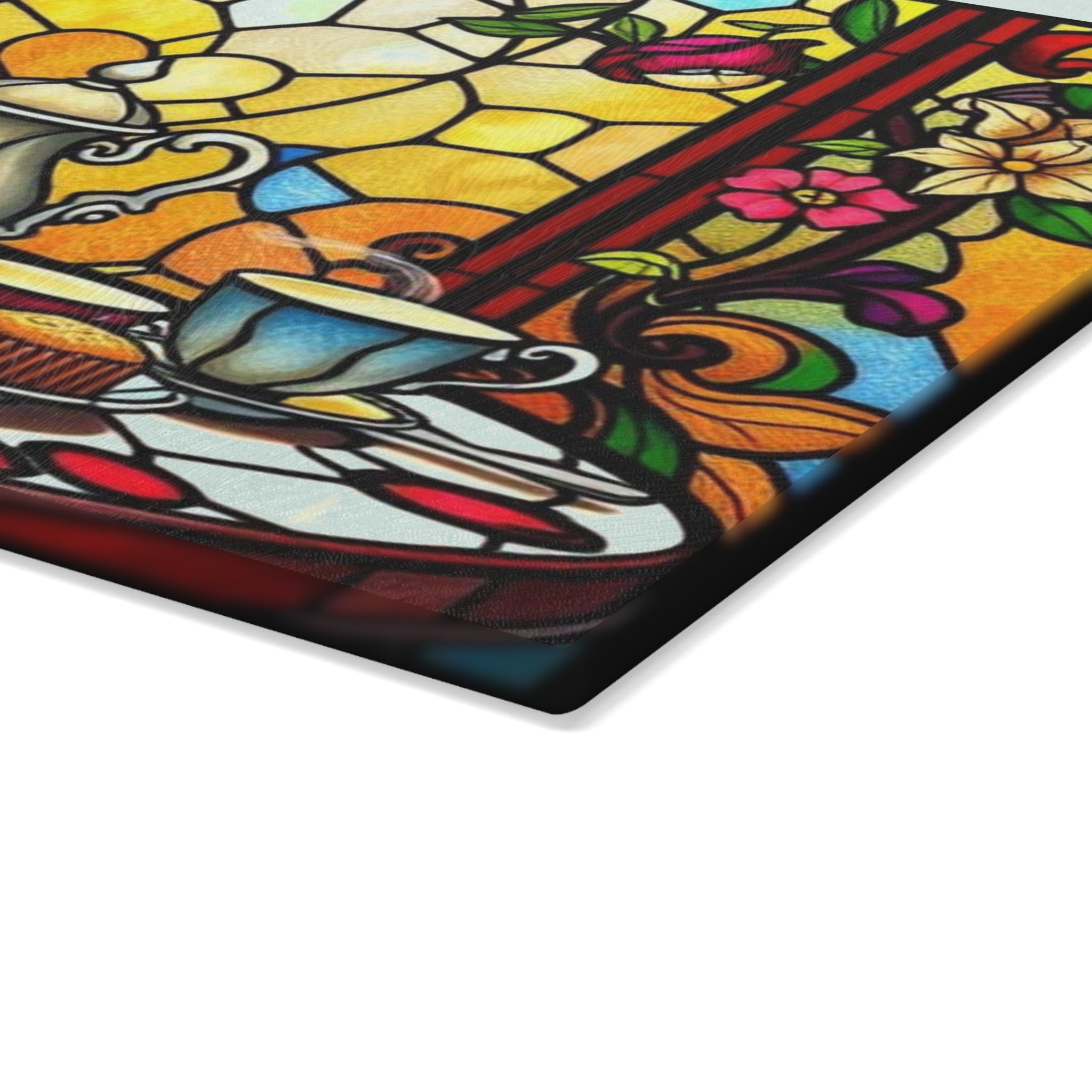 Artistic Stained Glass Cutting Board - Elegant Kitchen Decor for Tea Lovers