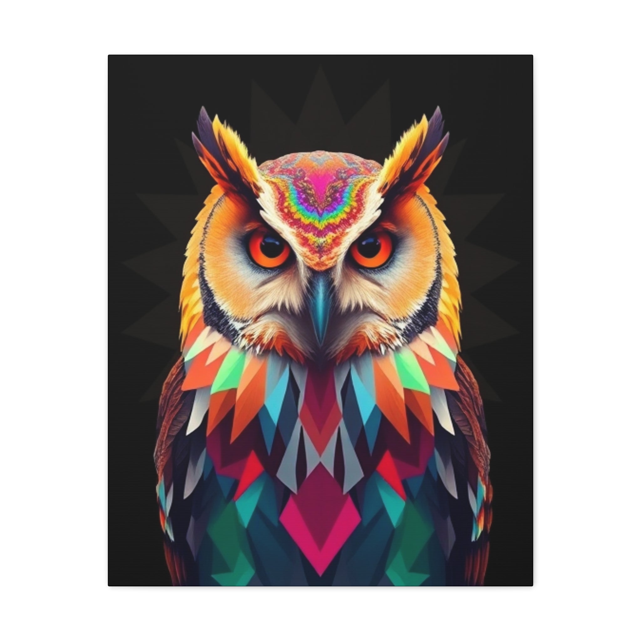 Colorful Owl Canvas Wall Art - 1.25" Stretched Matte