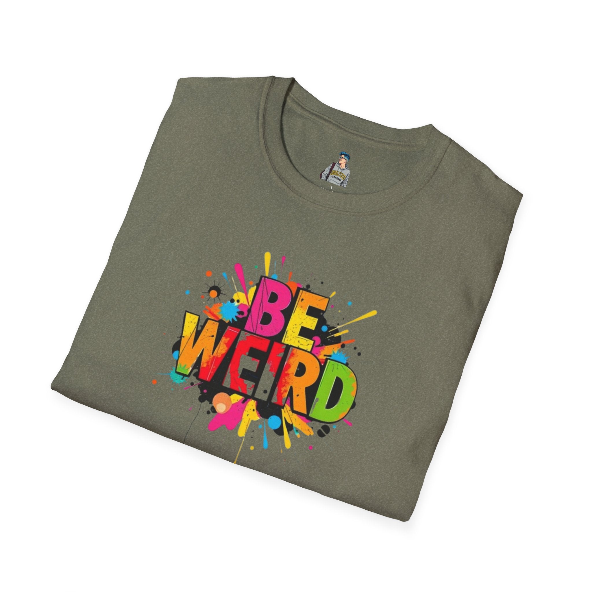 Be Weird Unisex Softstyle T-Shirt - Fun and Colorful Graphic Tee for Self-Expression