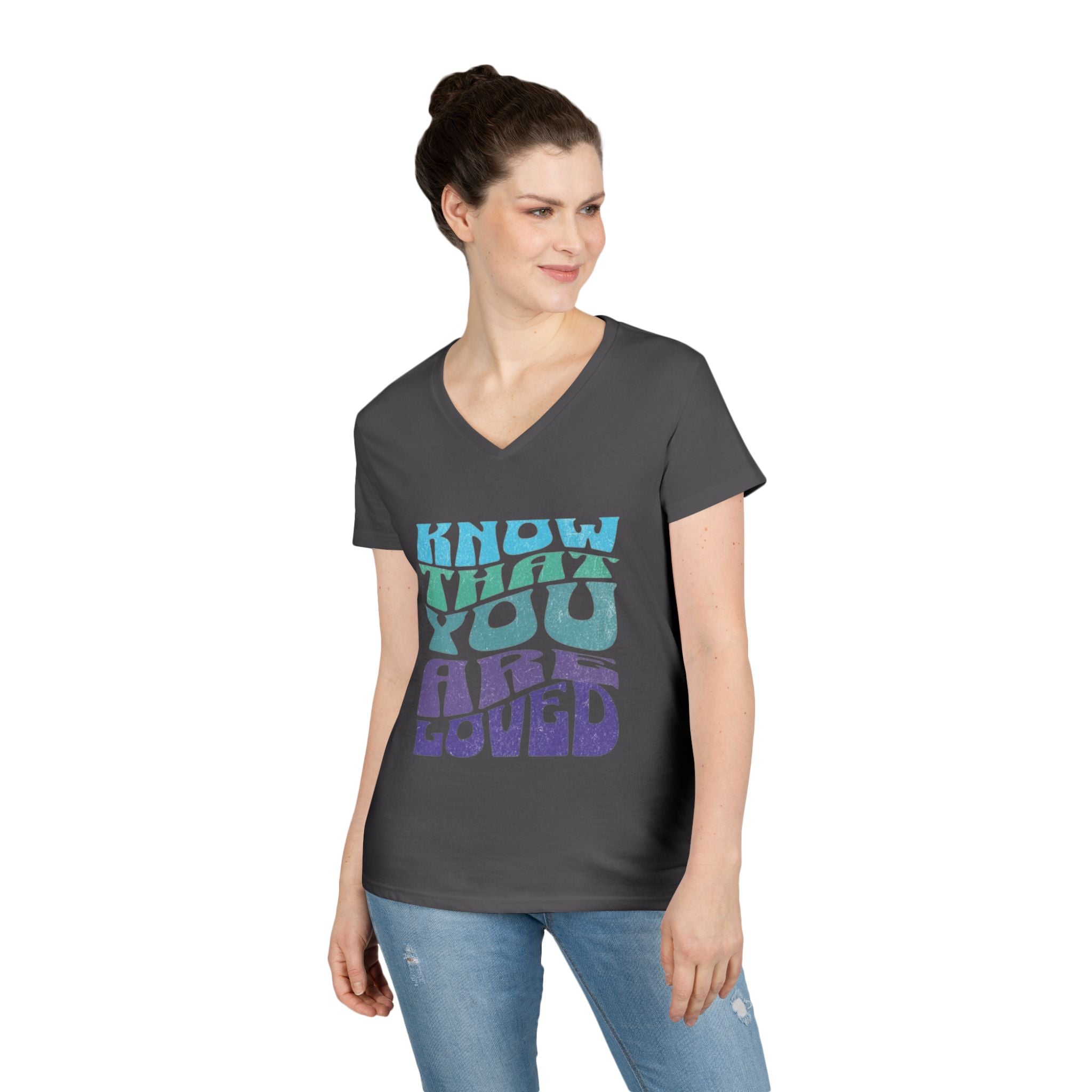 V-Neck T-Shirt - Know That You Are Loved Vintage Design