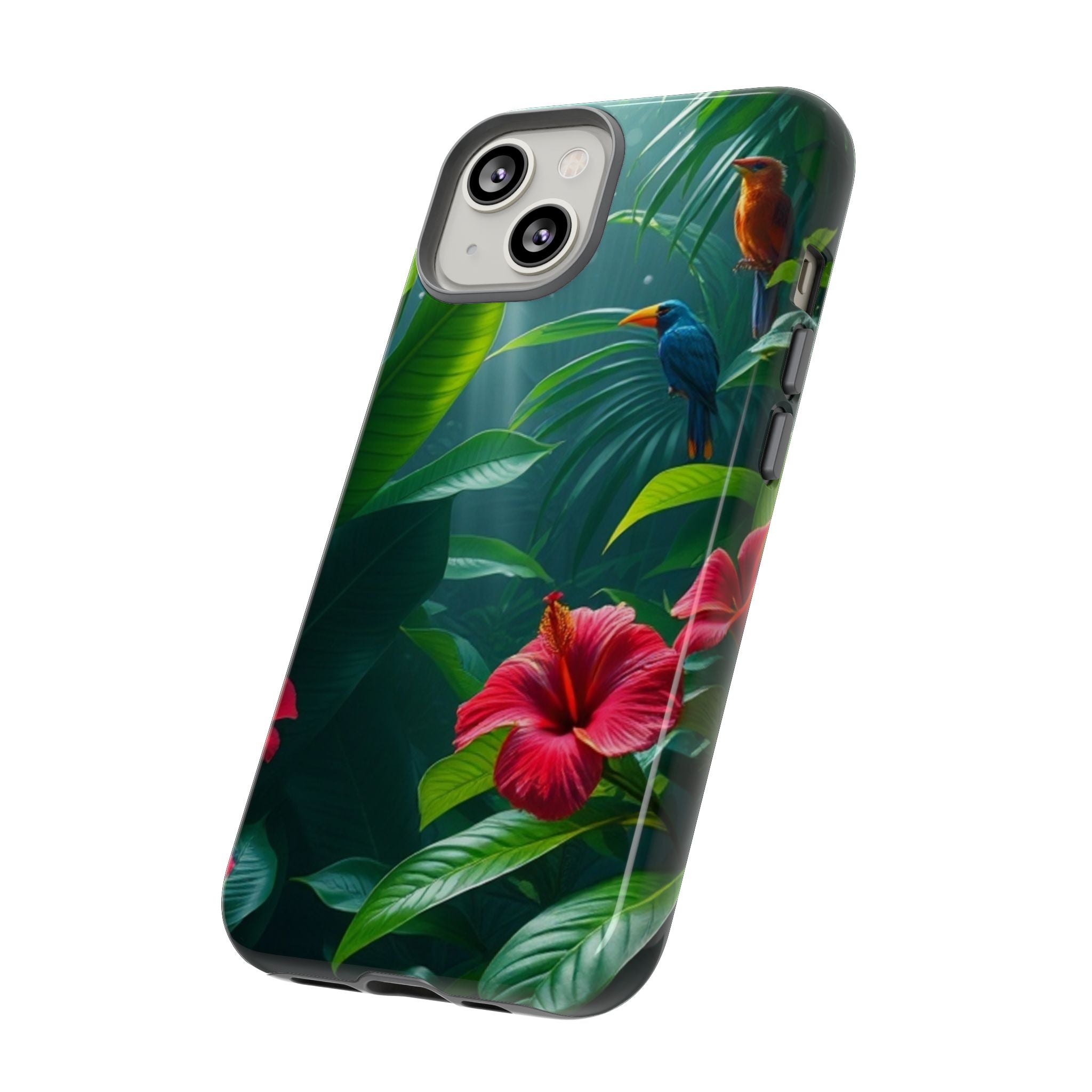 Android OR iPhone Compatible Cases - Tropical Flower & Bird Design - Unique Tough Cases