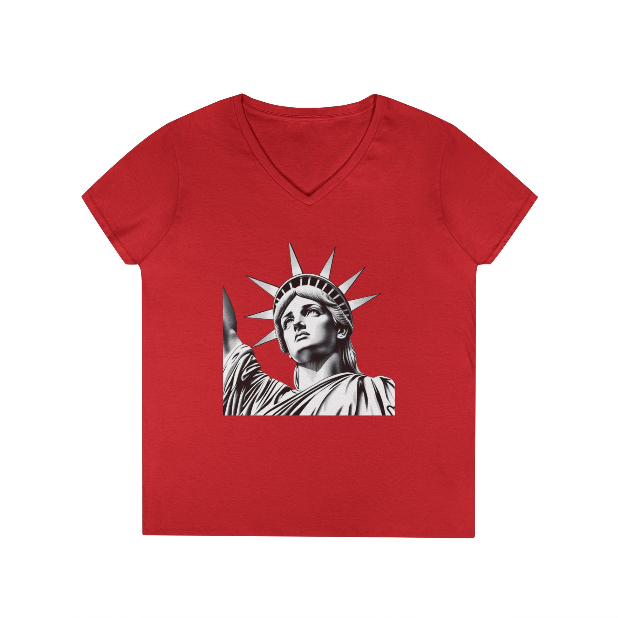 Liberty Graphic Ladies' V-Neck T-Shirt - Empowering Women's Tee for Casual Wear