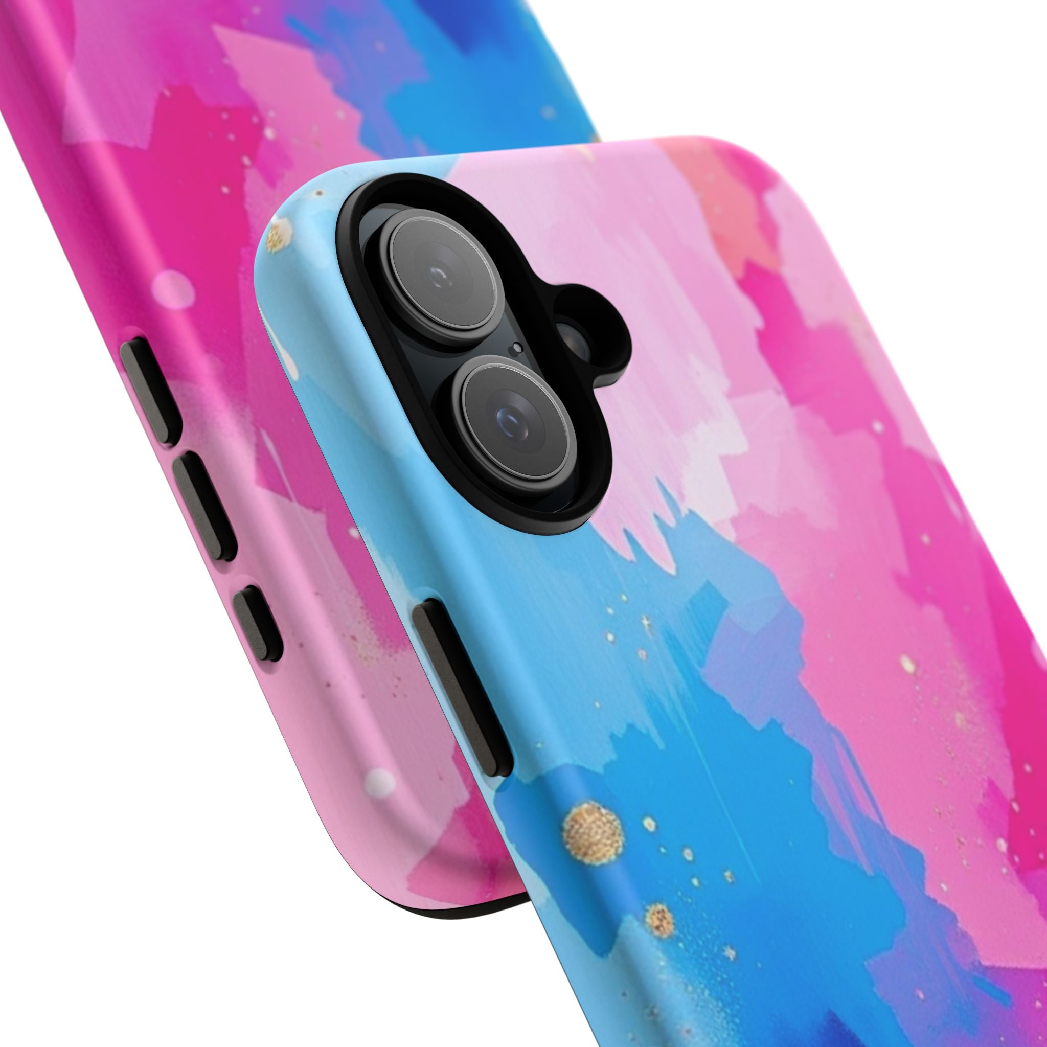 Android OR iPhone Compatible Cases - Pink and Blue Color Splash Design