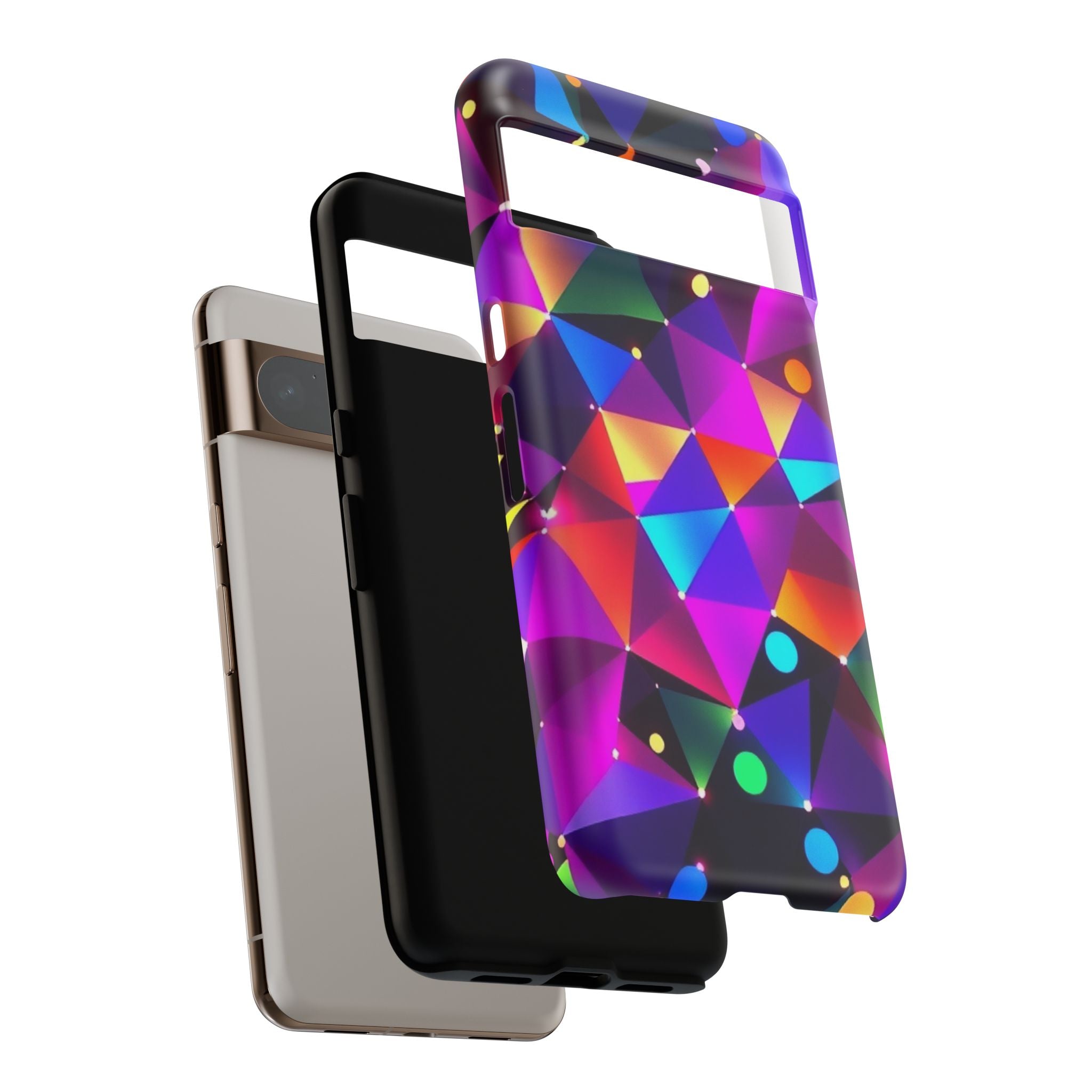 Android OR iPhone Compatible Cases - Colorful Angles Design - Unique Tough Cases