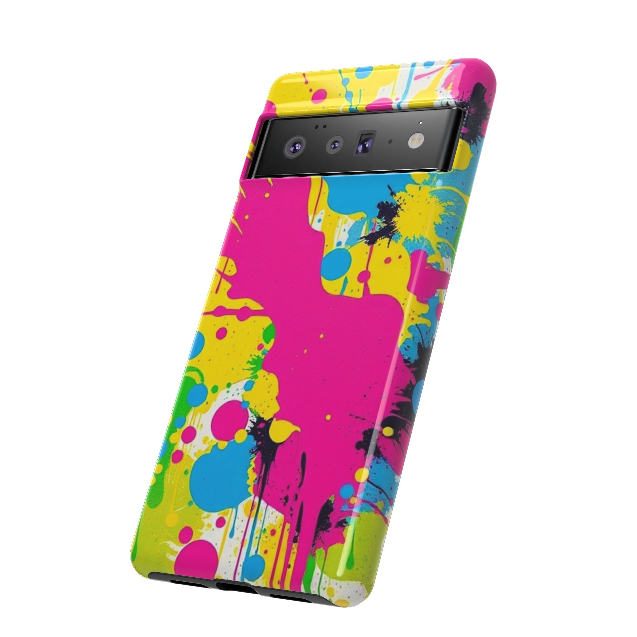Android OR iPhone Compatible Cases - Crazy Retro Color Splash Design - Unique Tough Cases
