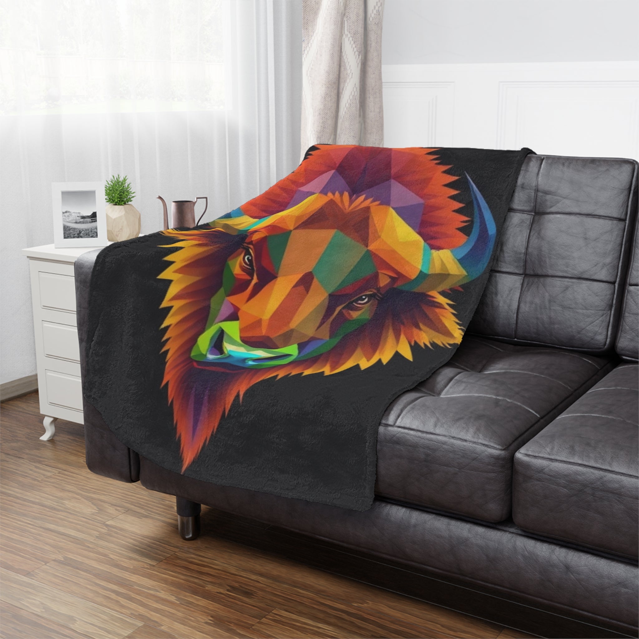 Fractal Bison Microfiber Blanket