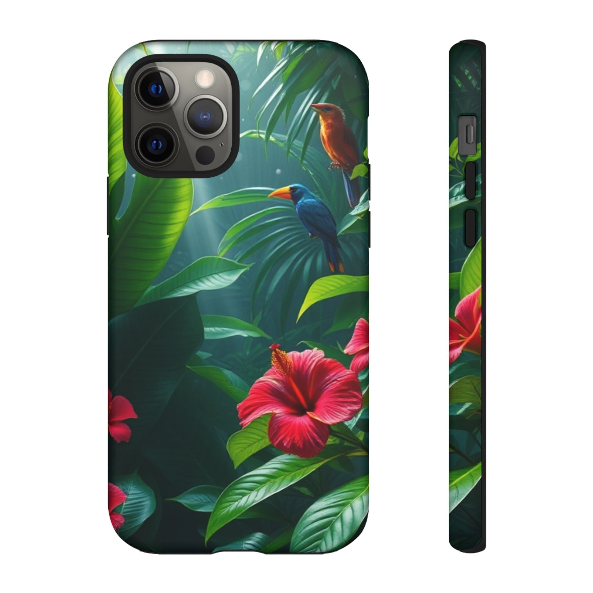 Android OR iPhone Compatible Cases - Tropical Flower & Bird Design - Unique Tough Cases