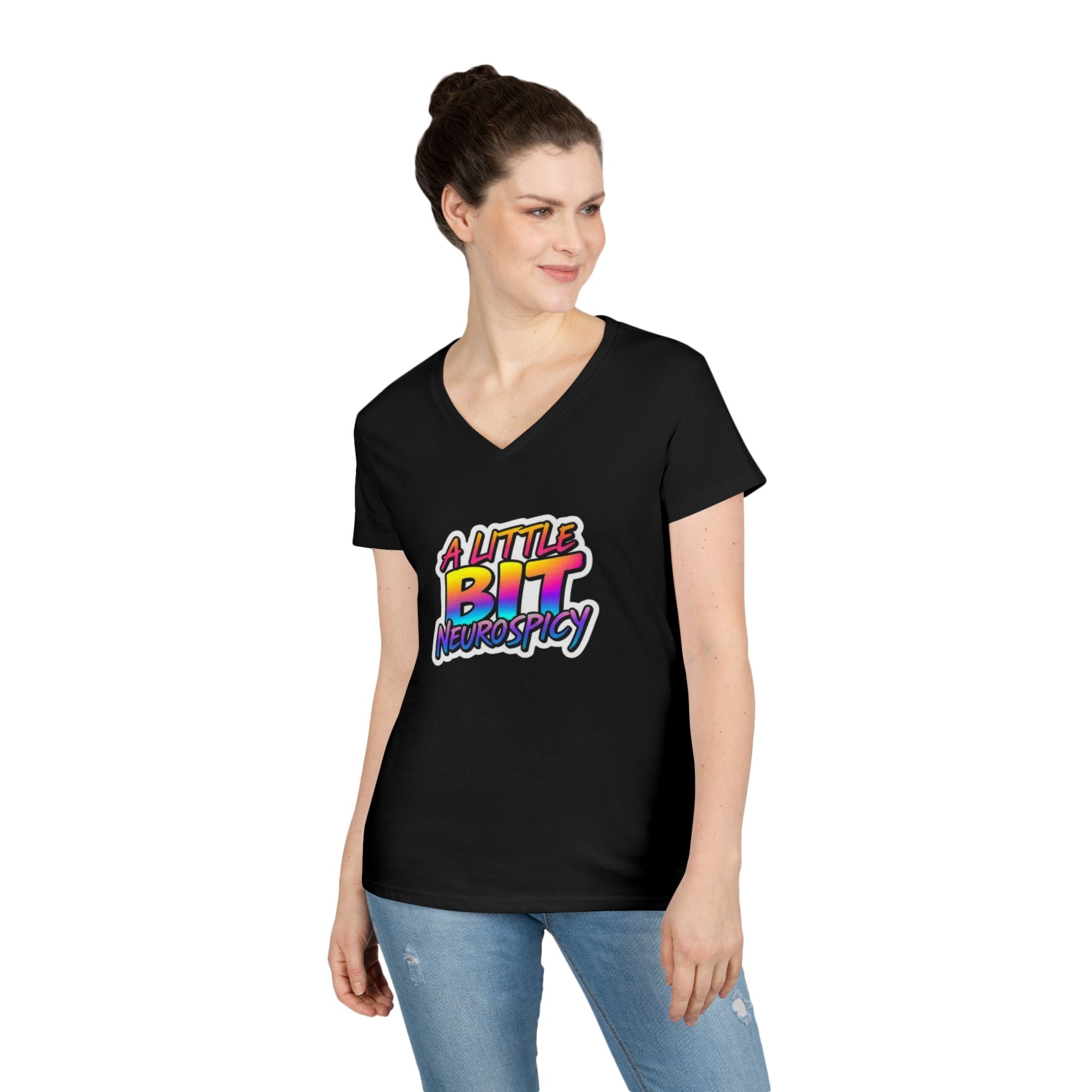 Neurospicy Ladies' V-Neck T-Shirt - Neurodivergent Awareness Design