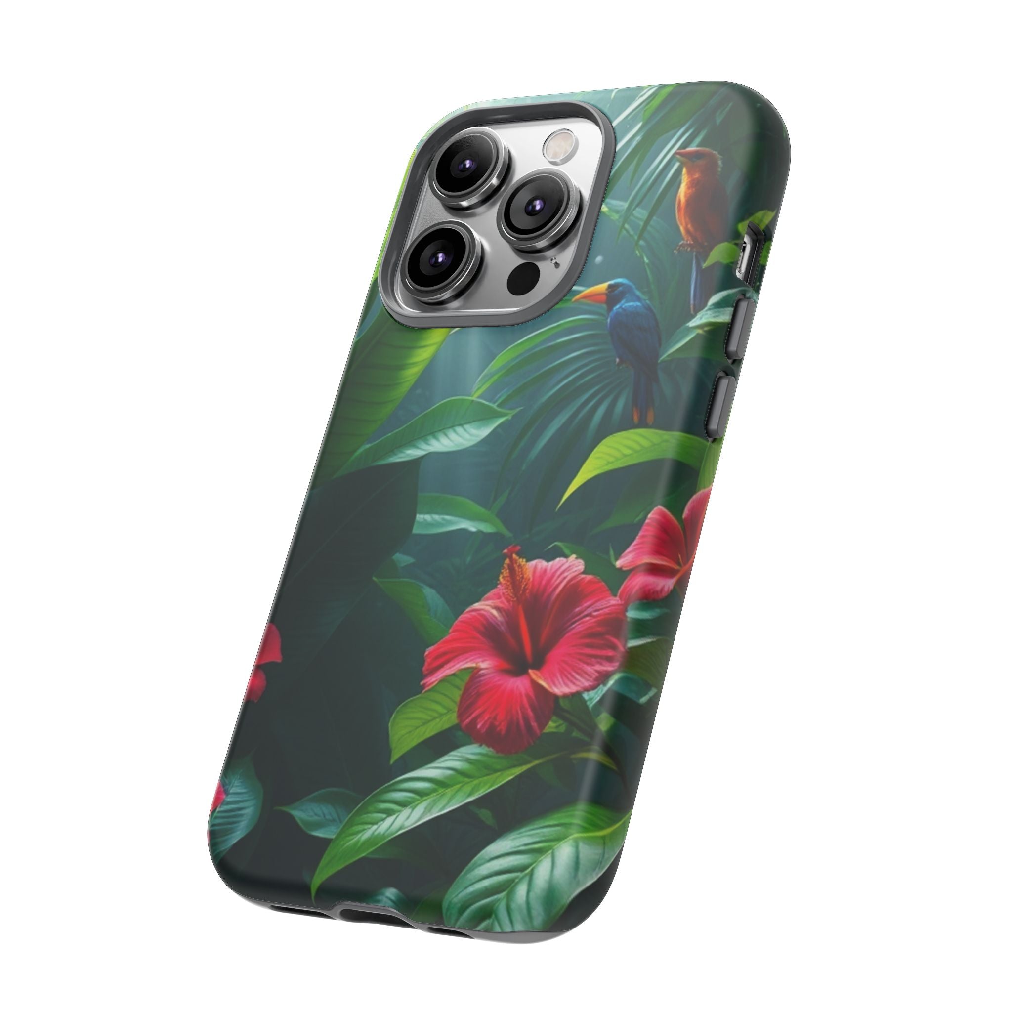 Android OR iPhone Compatible Cases - Tropical Flower & Bird Design - Unique Tough Cases