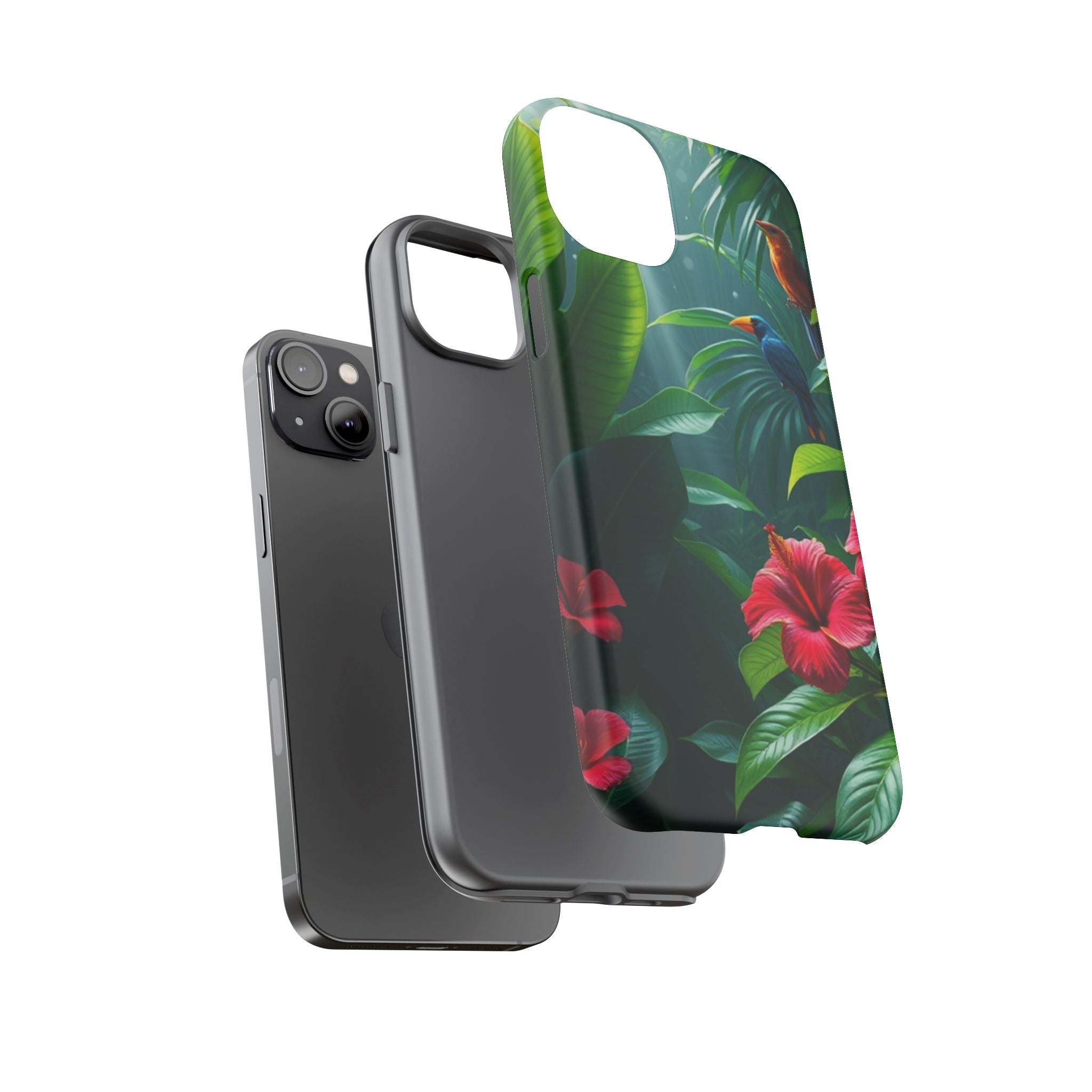 Android OR iPhone Compatible Cases - Tropical Flower & Bird Design - Unique Tough Cases