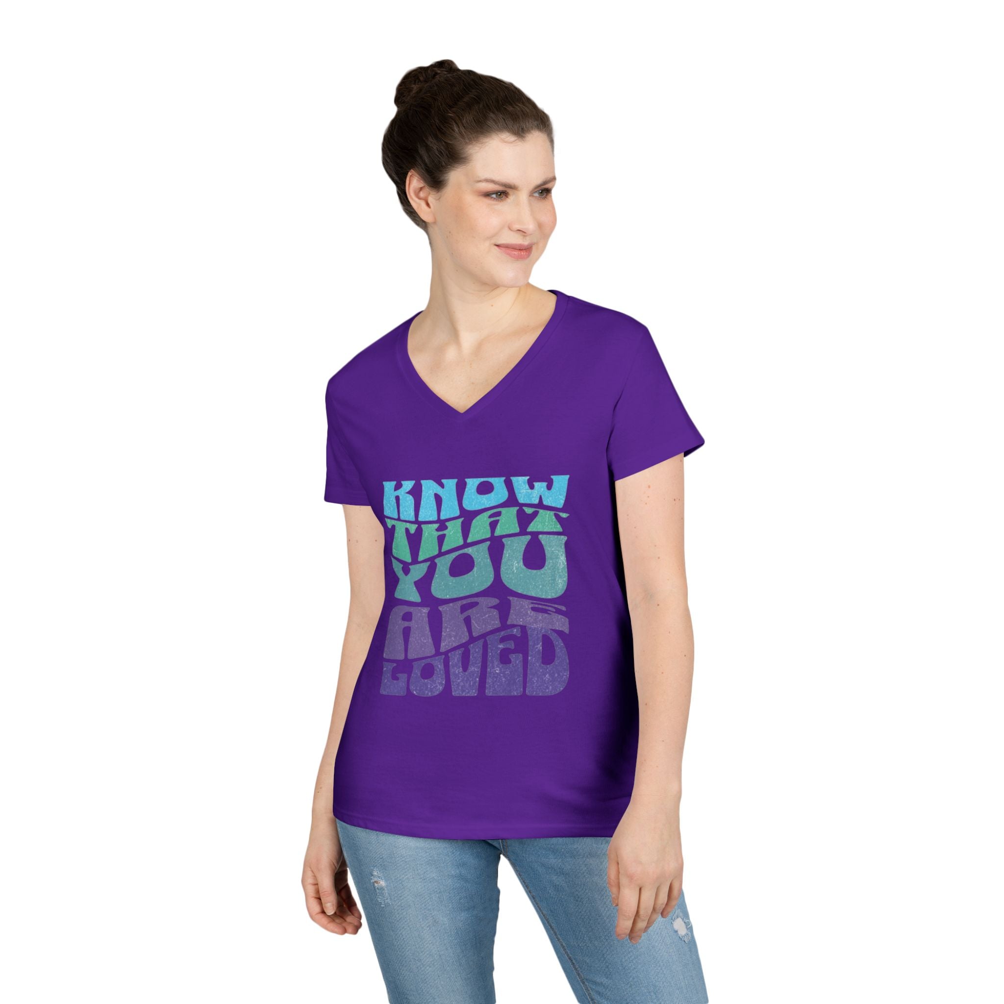 V-Neck T-Shirt - Know That You Are Loved Vintage Design