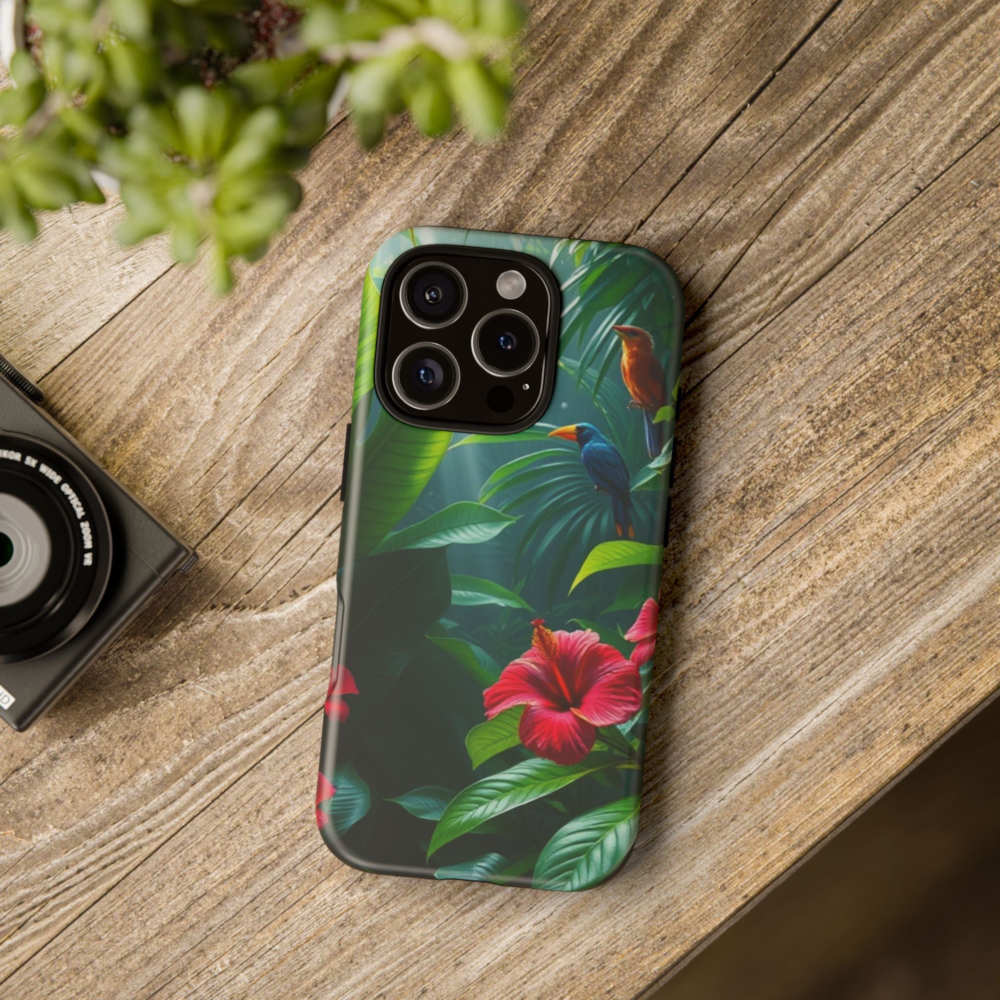 Android OR iPhone Compatible Cases - Tropical Flower & Bird Design - Unique Tough Cases