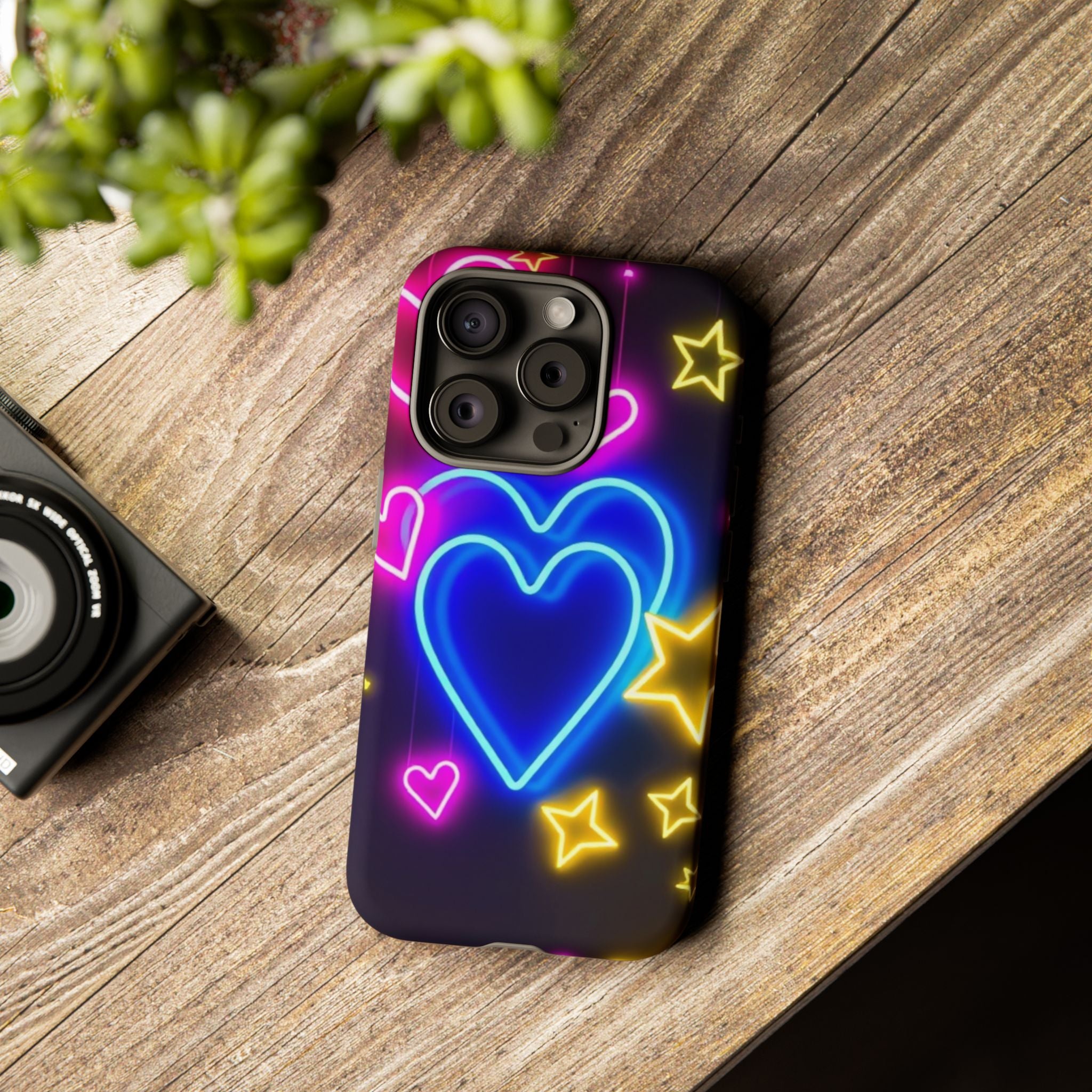 Android OR iPhone Compatible Cases - Neon Love Design - Unique Tough Cases