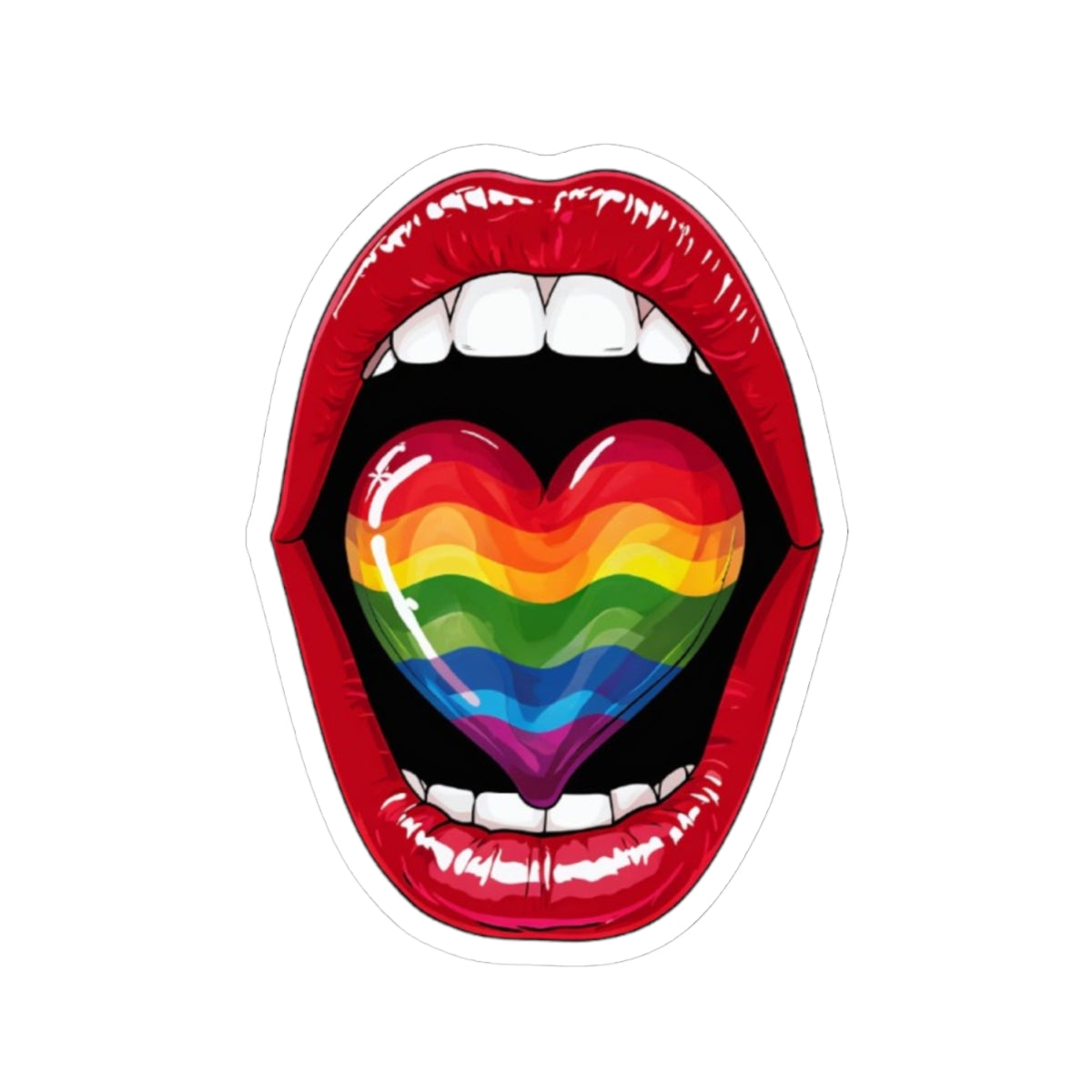 Colorful Rainbow Heart Tongue-Cut Stickers - Fun and Vibrant LGBTQ+ Pride Decals