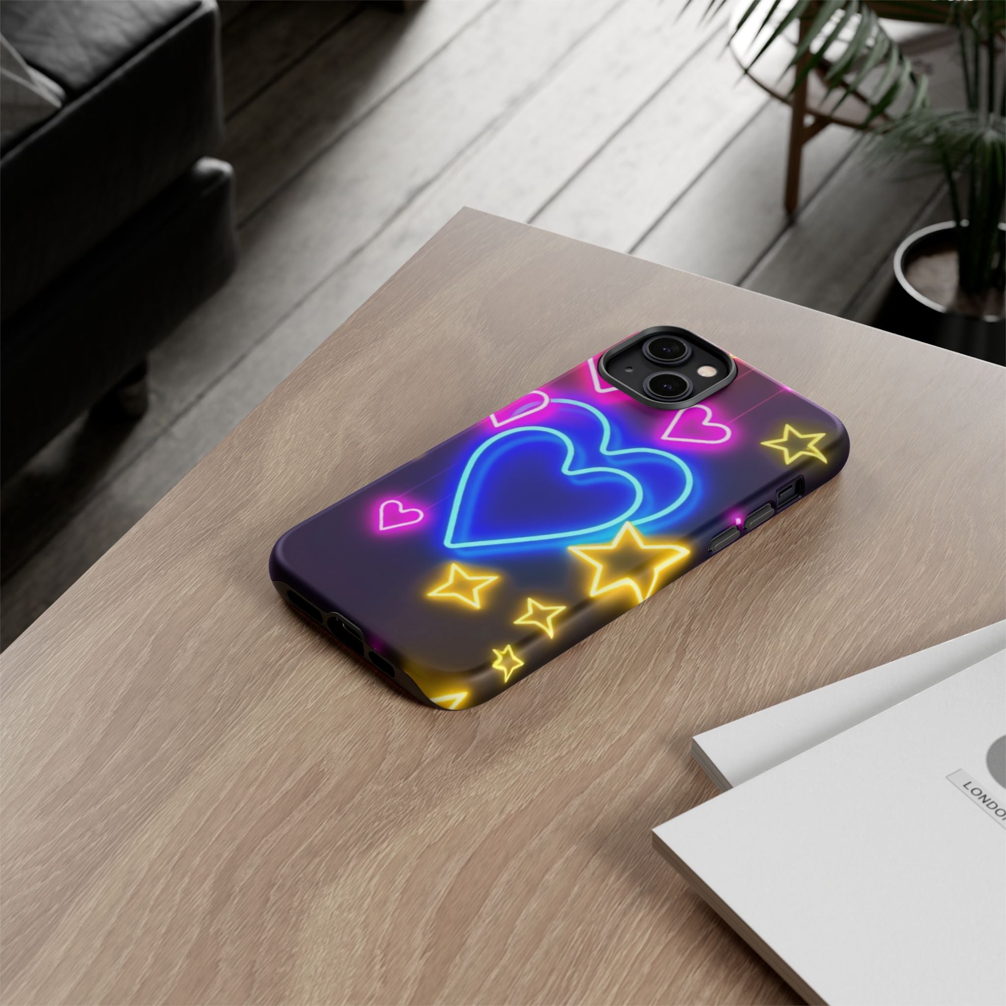 Android OR iPhone Compatible Cases - Neon Love Design - Unique Tough Cases