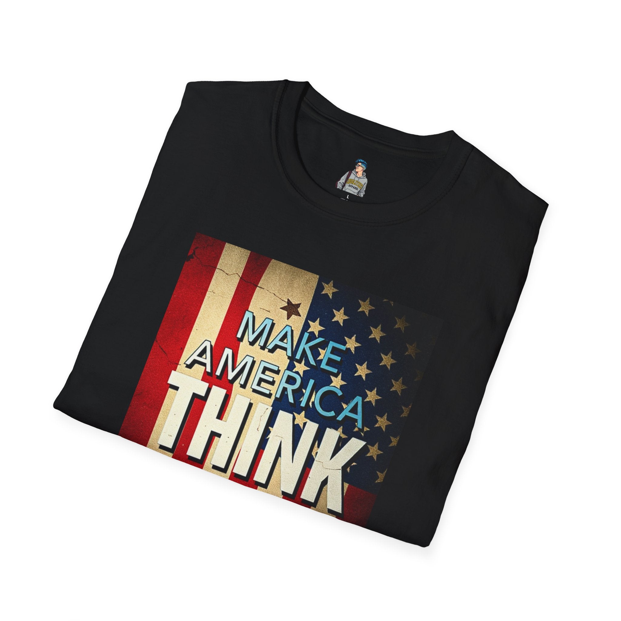 American Patriot Pride Unisex Softstyle T-Shirt, Make America Think Again Political Tee