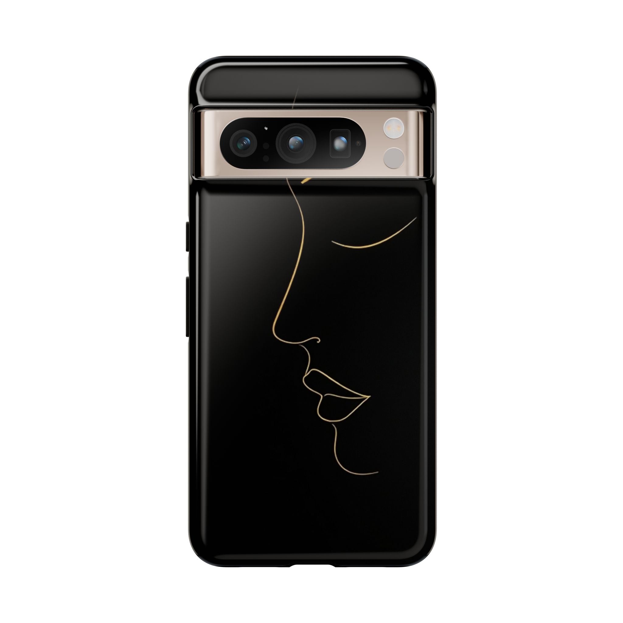 Android OR iPhone Compatible Cases - Gold Line Face Design - Unique Tough Cases