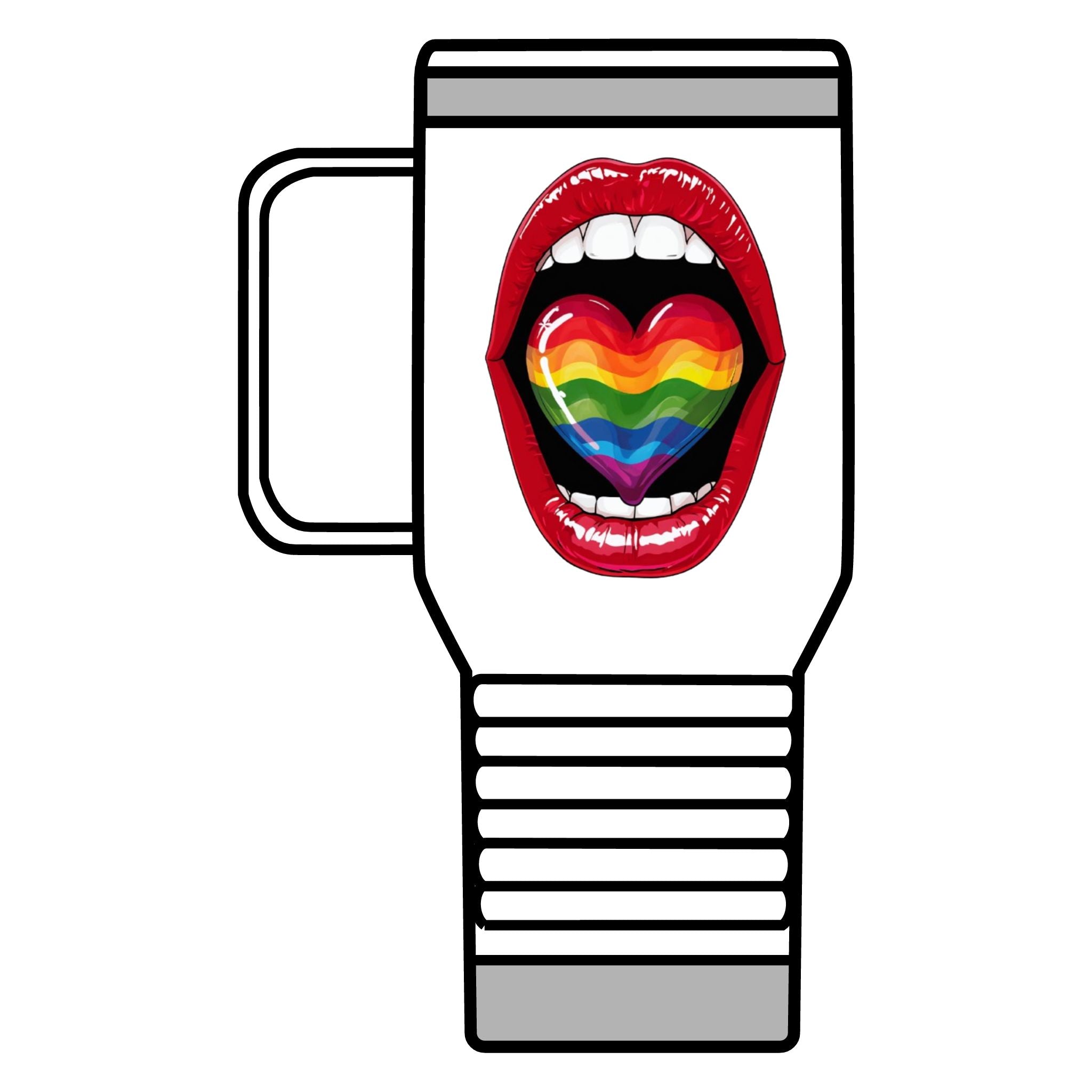 Colorful Rainbow Heart Tongue for Pride Travel Mug - 20oz