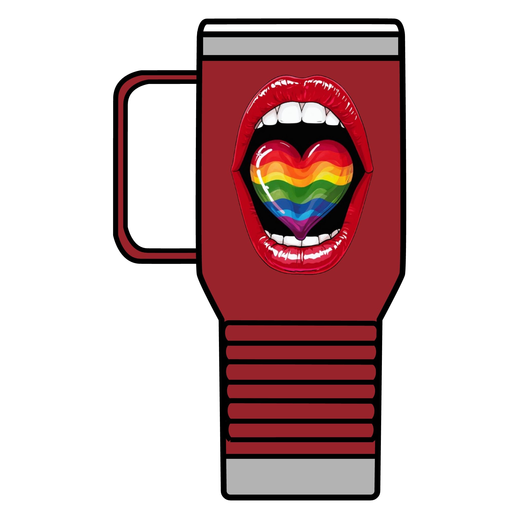 Colorful Rainbow Heart Tongue for Pride Travel Mug - 20oz