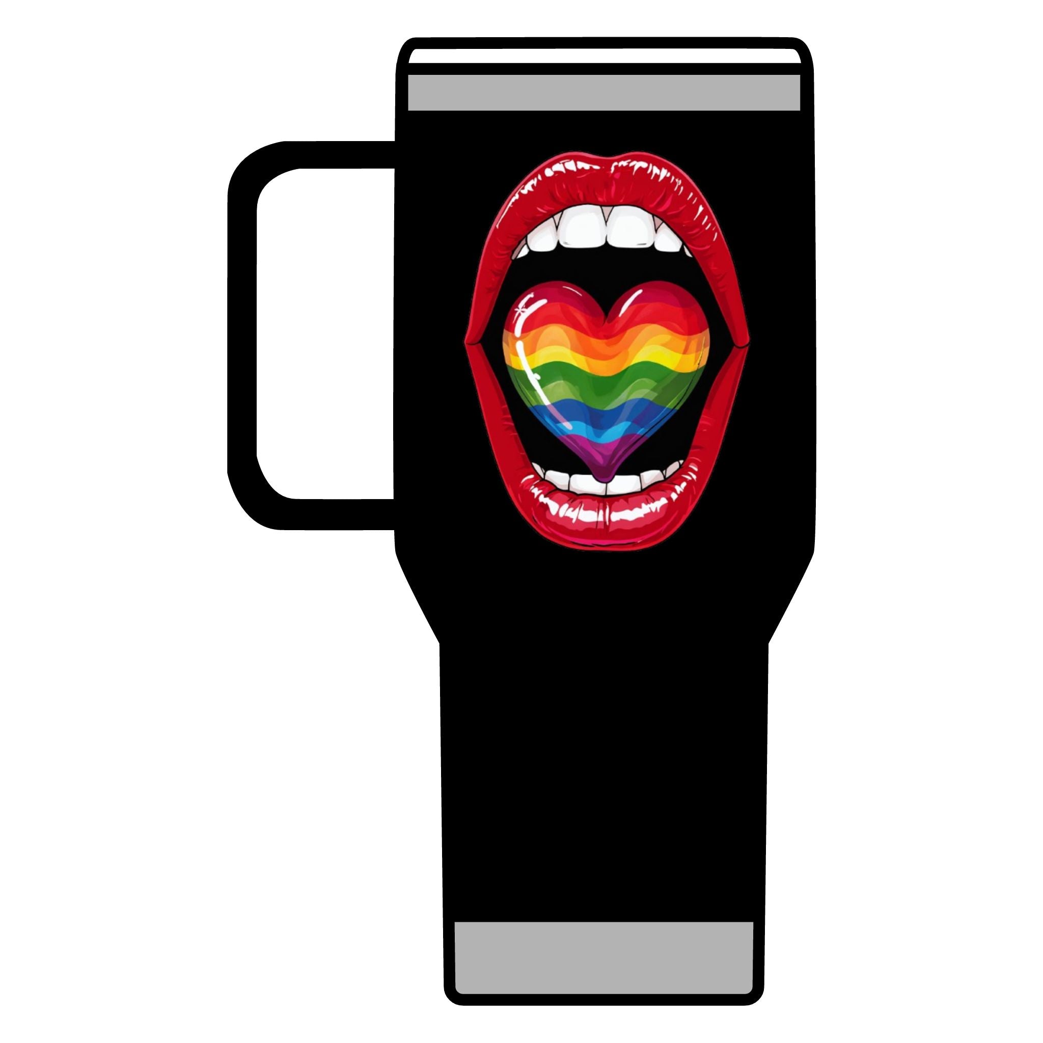 Colorful Rainbow Heart Tongue for Pride Travel Mug - 20oz