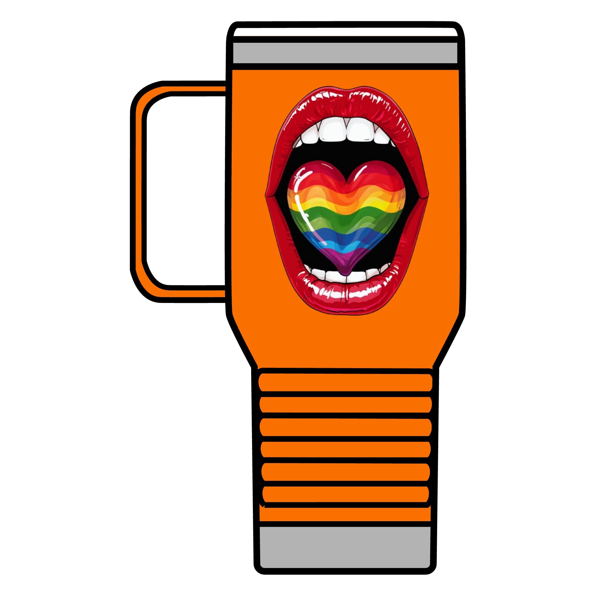 Colorful Rainbow Heart Tongue for Pride Travel Mug - 20oz