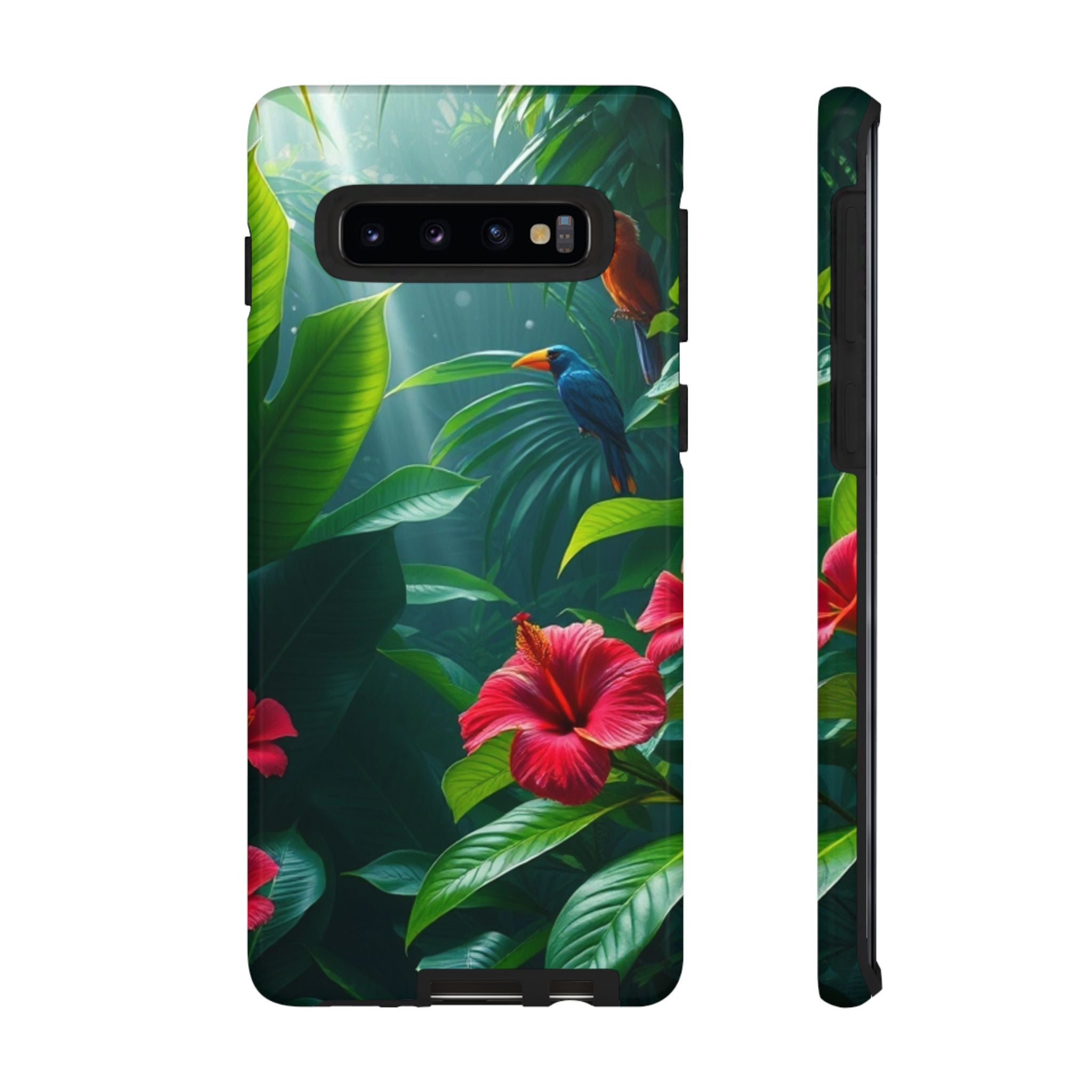 Android OR iPhone Compatible Cases - Tropical Flower & Bird Design - Unique Tough Cases