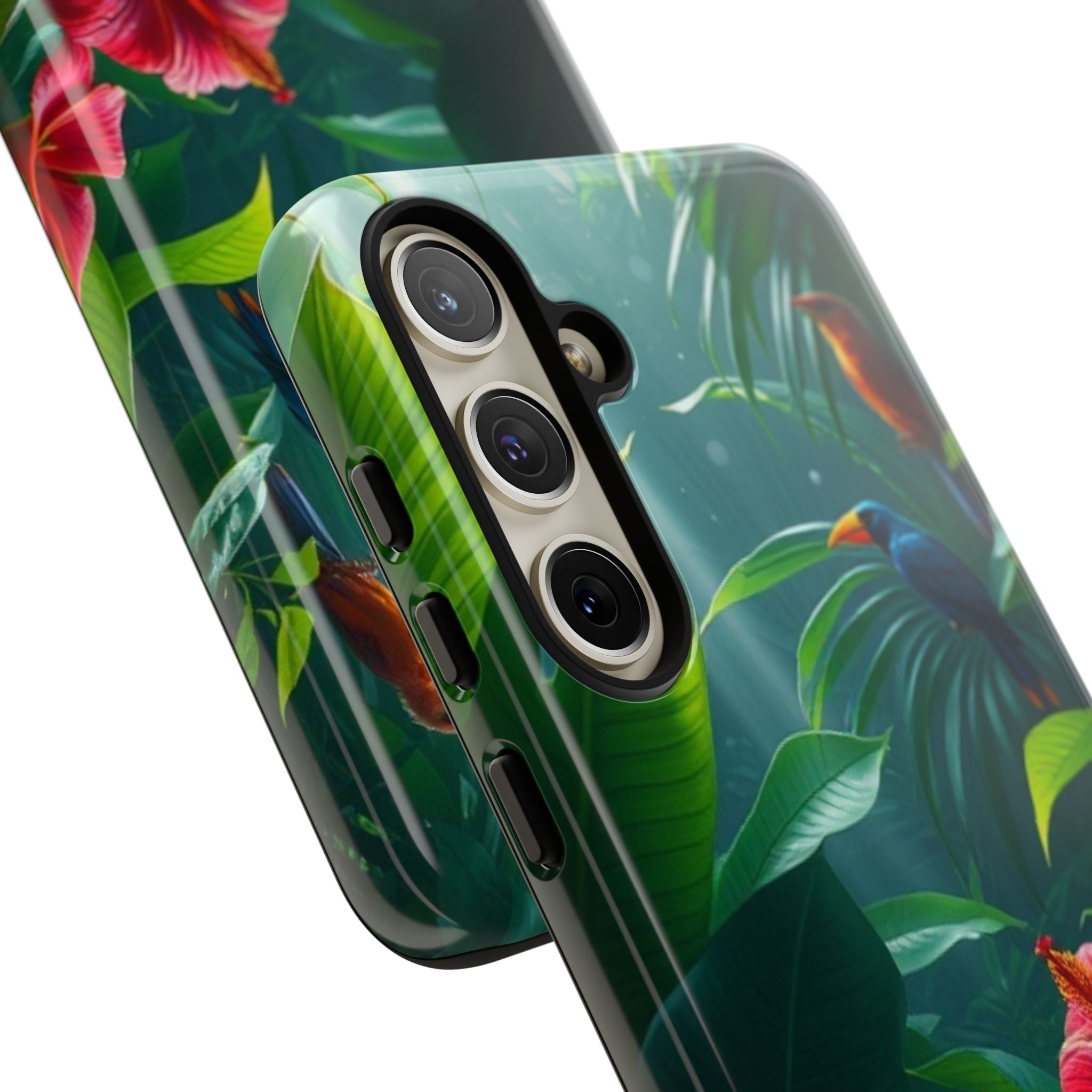 Android OR iPhone Compatible Cases - Tropical Flower & Bird Design - Unique Tough Cases