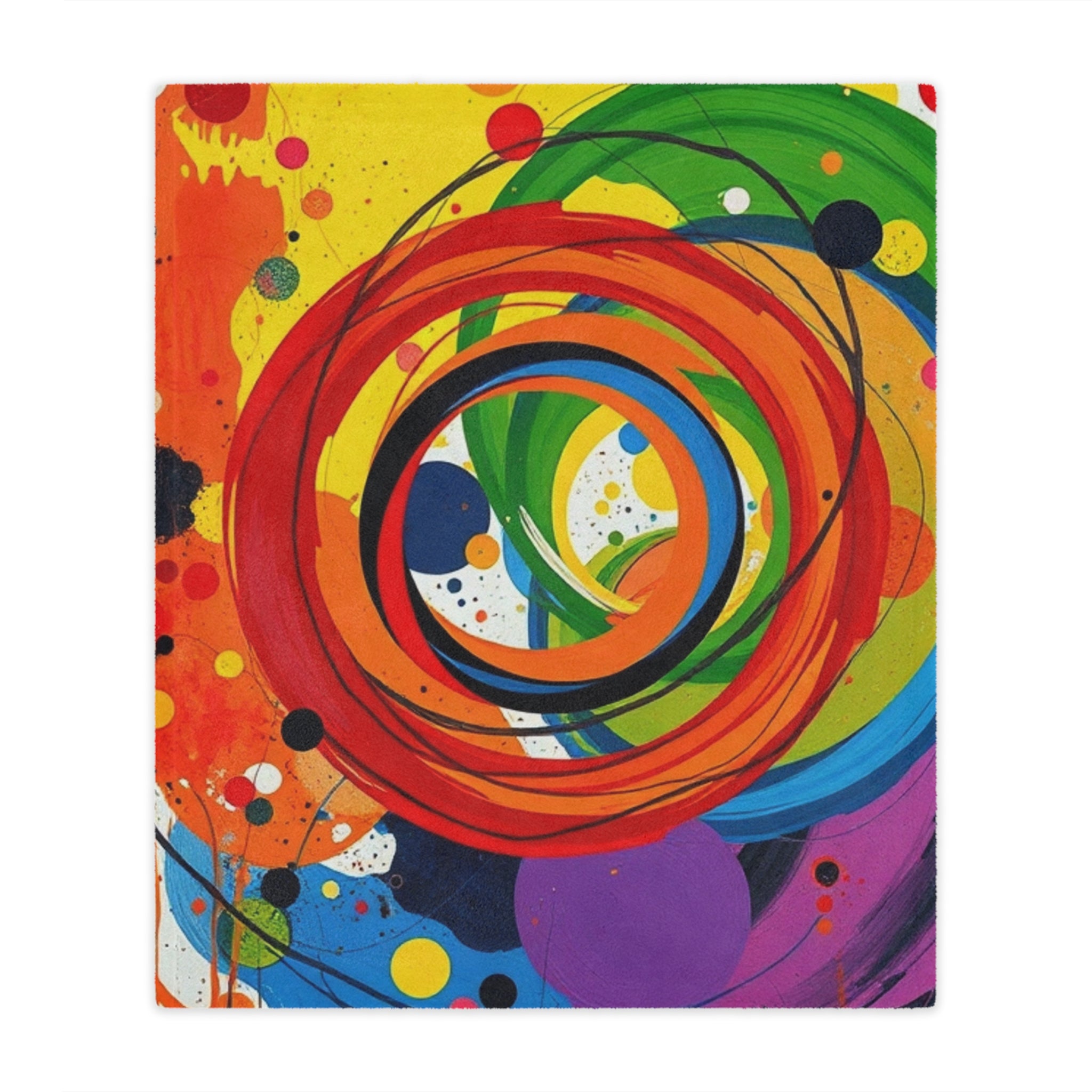 Rainbow Circles and Swirls - Microfiber Blanket