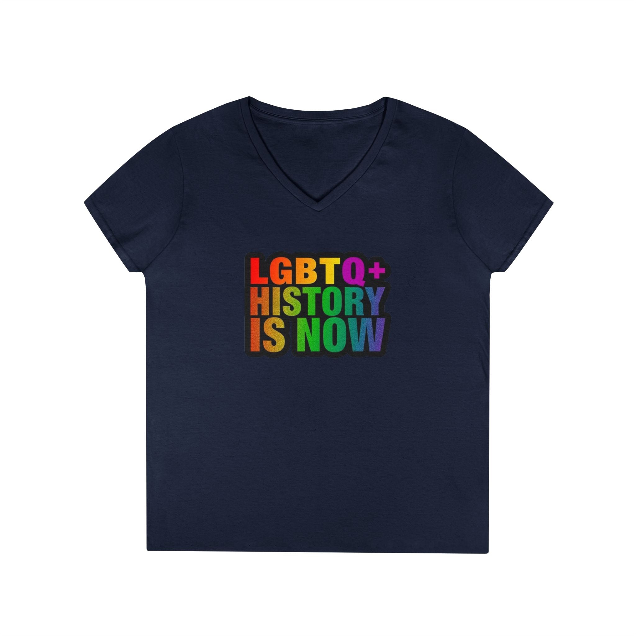 LGBTQ+ History V-Neck T-Shirt for Pride and Awareness