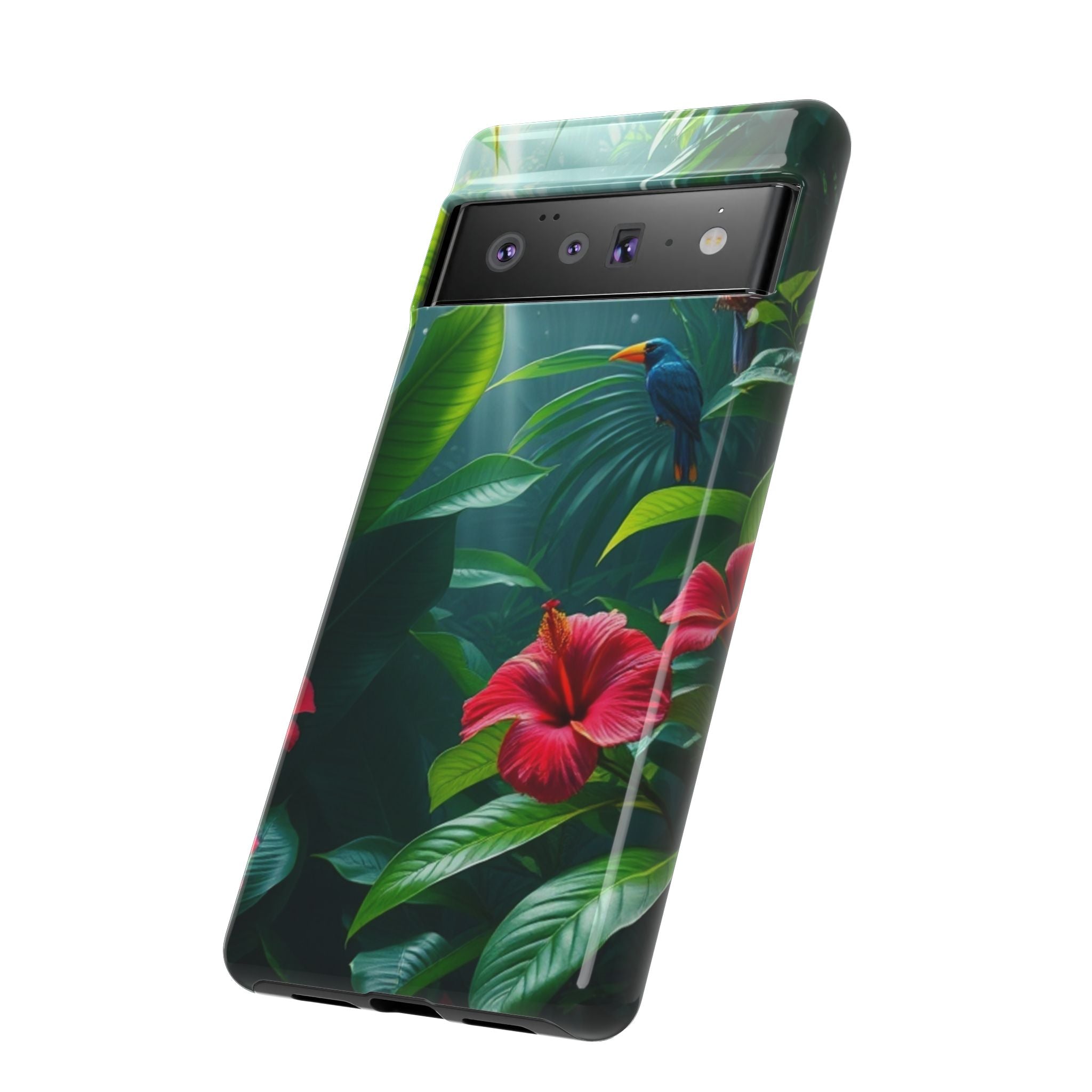 Android OR iPhone Compatible Cases - Tropical Flower & Bird Design - Unique Tough Cases