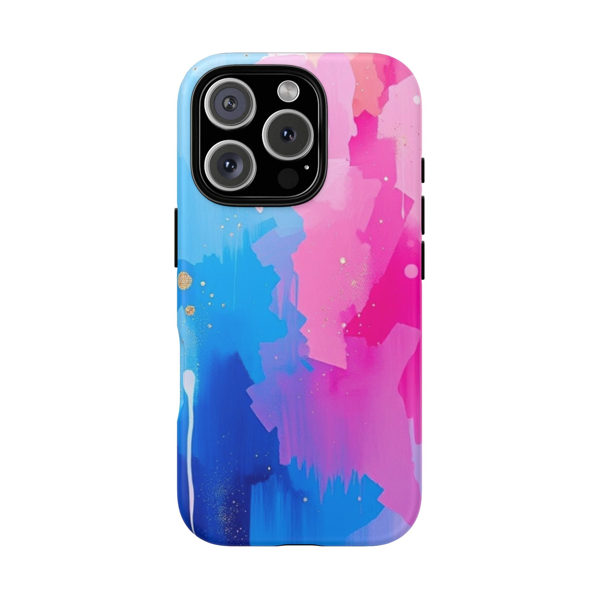 Android OR iPhone Compatible Cases - Pink and Blue Color Splash Design