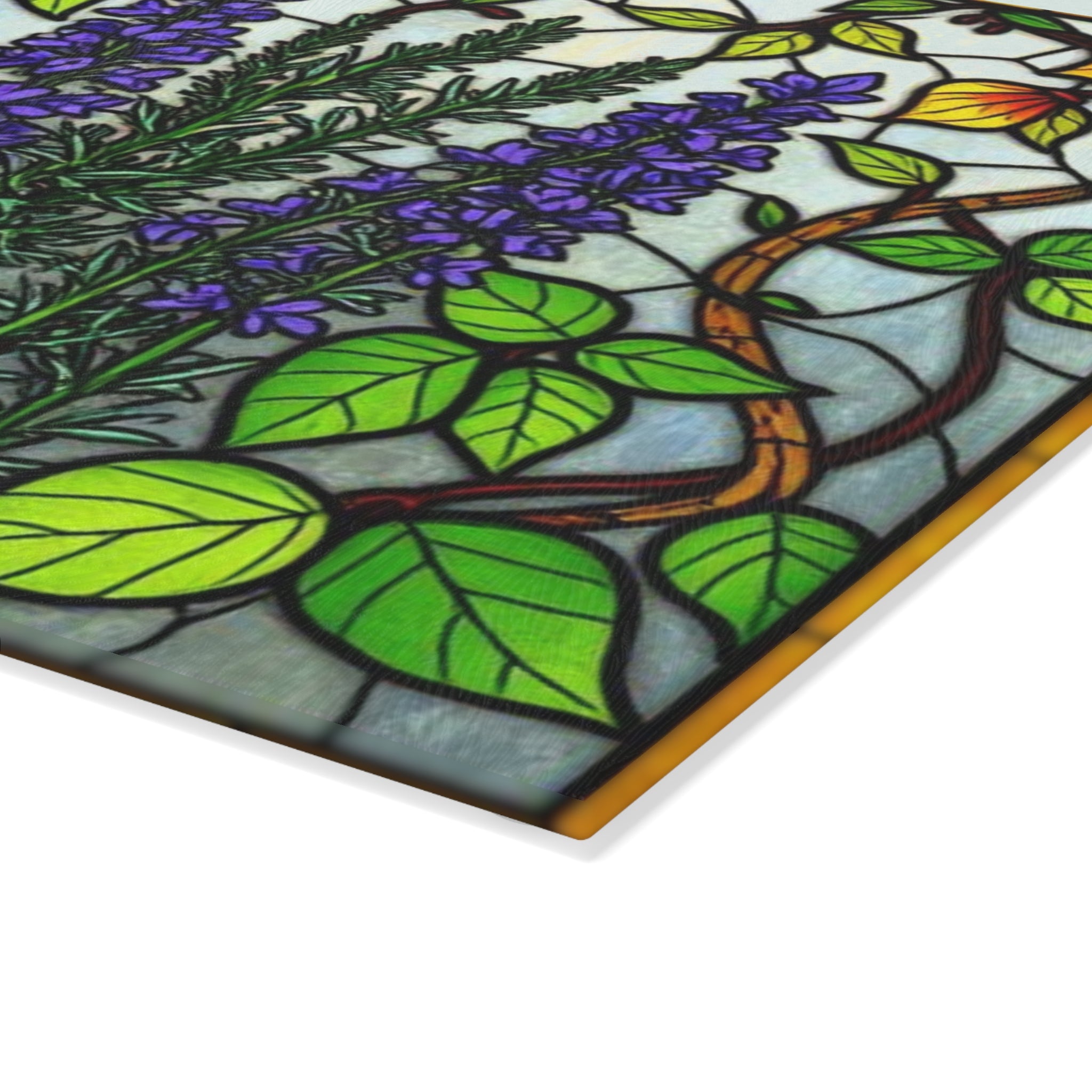 Botanical Stained Glass Cutting Board - Colorful Kitchen Decor for Nature Lovers