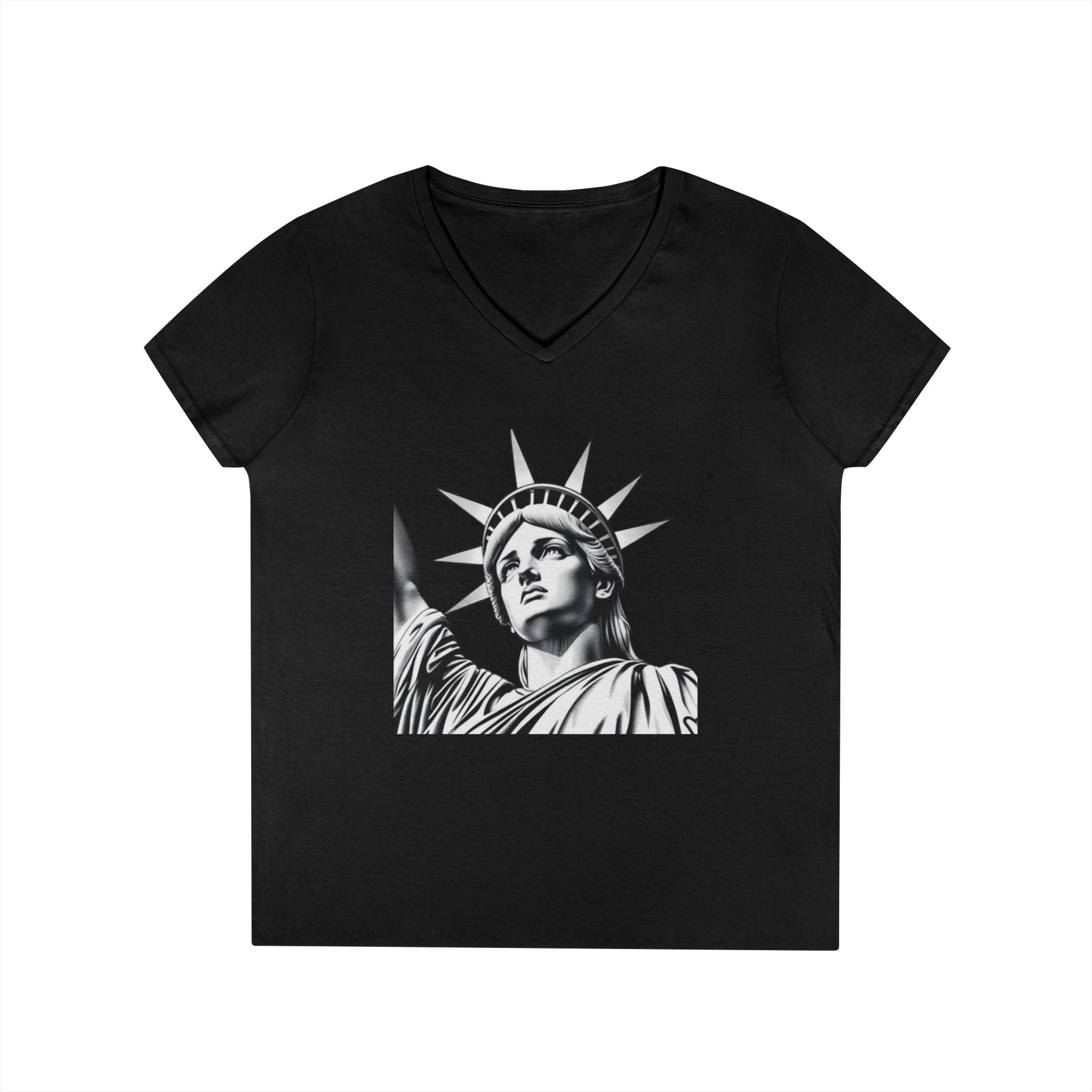 Liberty Graphic Ladies' V-Neck T-Shirt - Empowering Women's Tee for Casual Wear