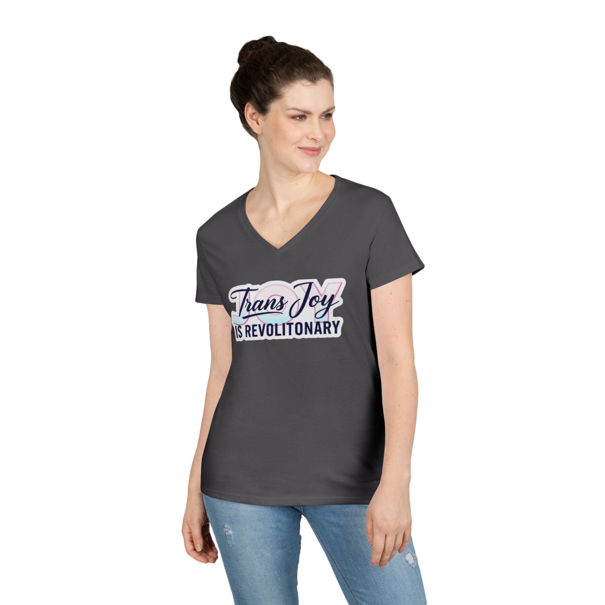 Trans Joy Ladies' V-Neck T-Shirt - Celebrate the LGBTQ+ Community