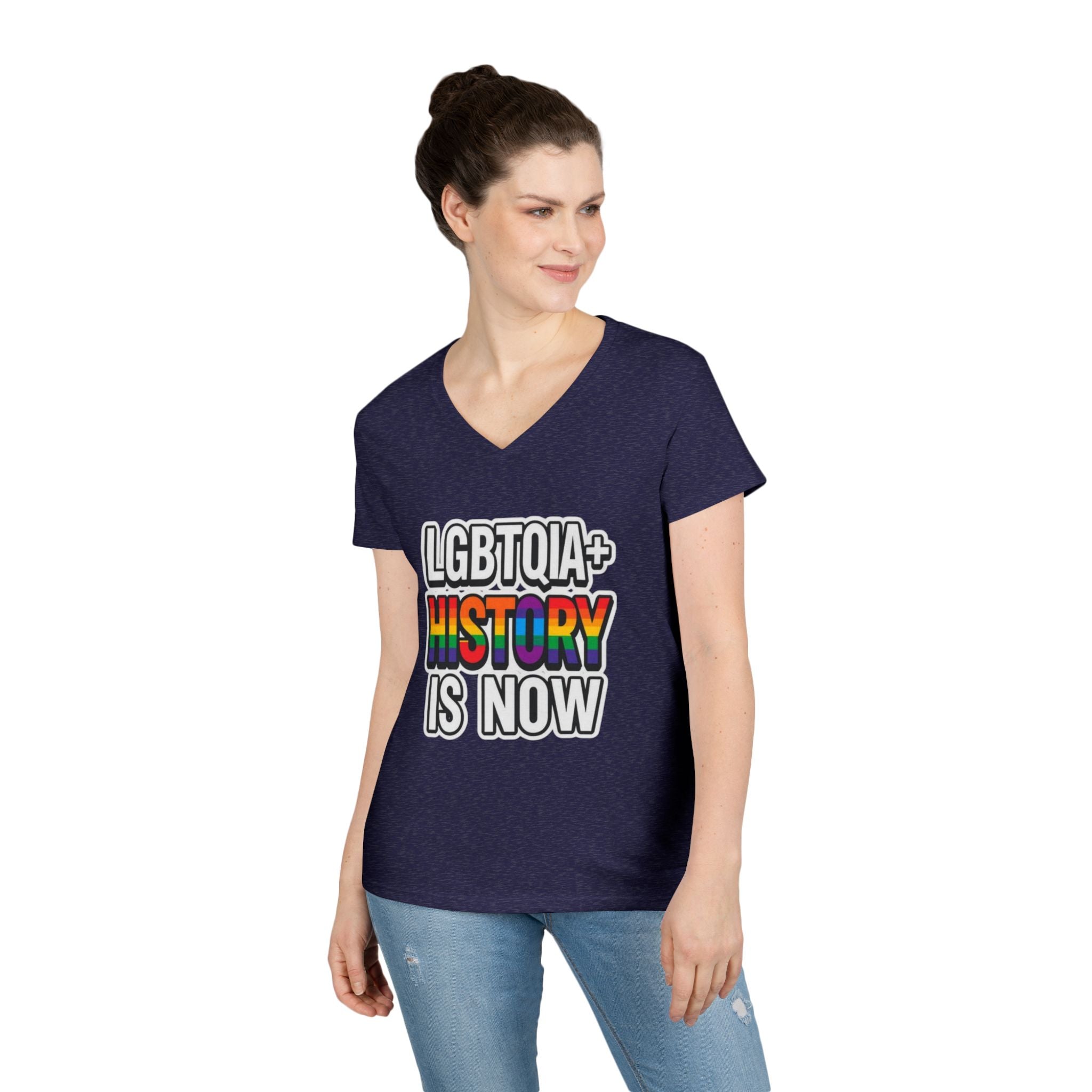 LGBTQIA+ History V-Neck T-Shirt for Pride and Activism