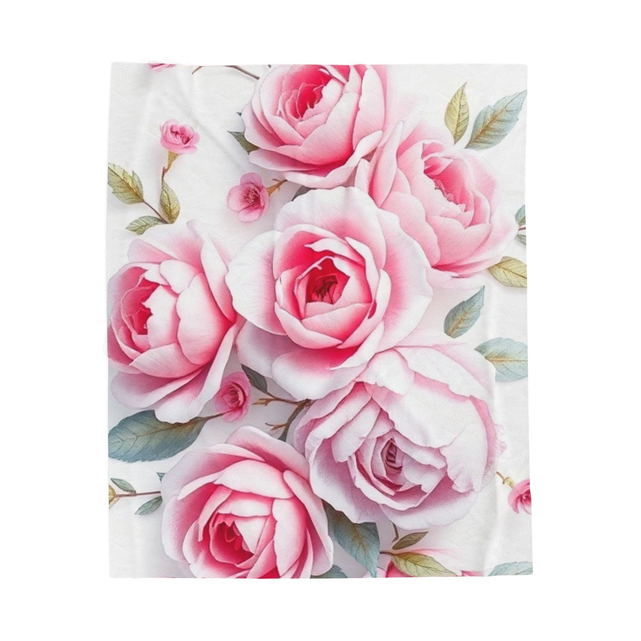 Beautiful Pink Flowers Velveteen Plush Blanket – For Comfort and Warmth