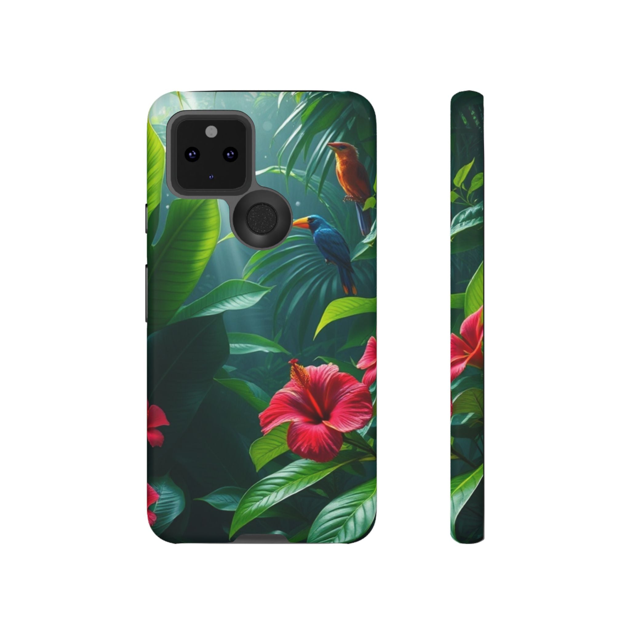 Android OR iPhone Compatible Cases - Tropical Flower & Bird Design - Unique Tough Cases