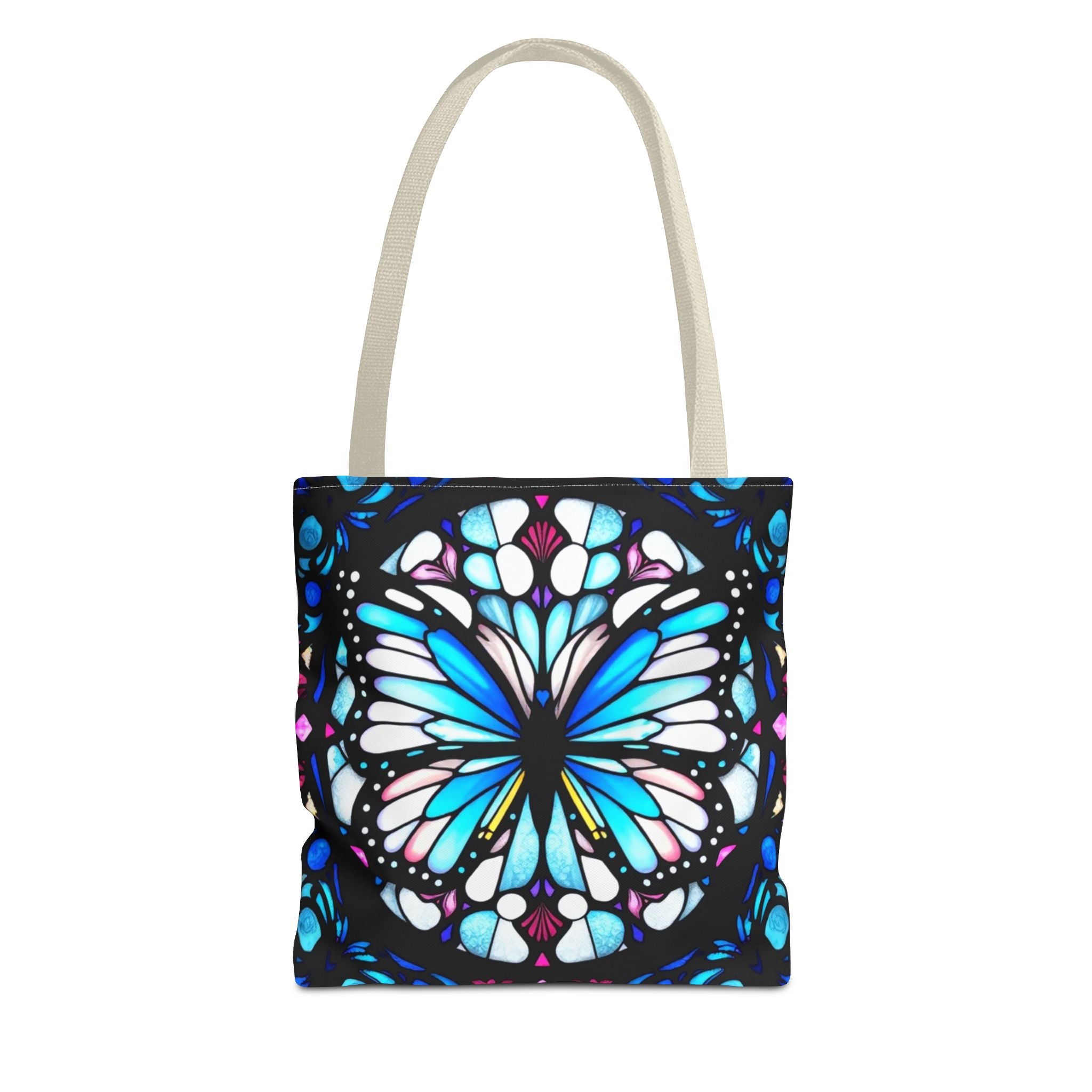 Colorful Butterfly Stained Glass Design Tote Bag