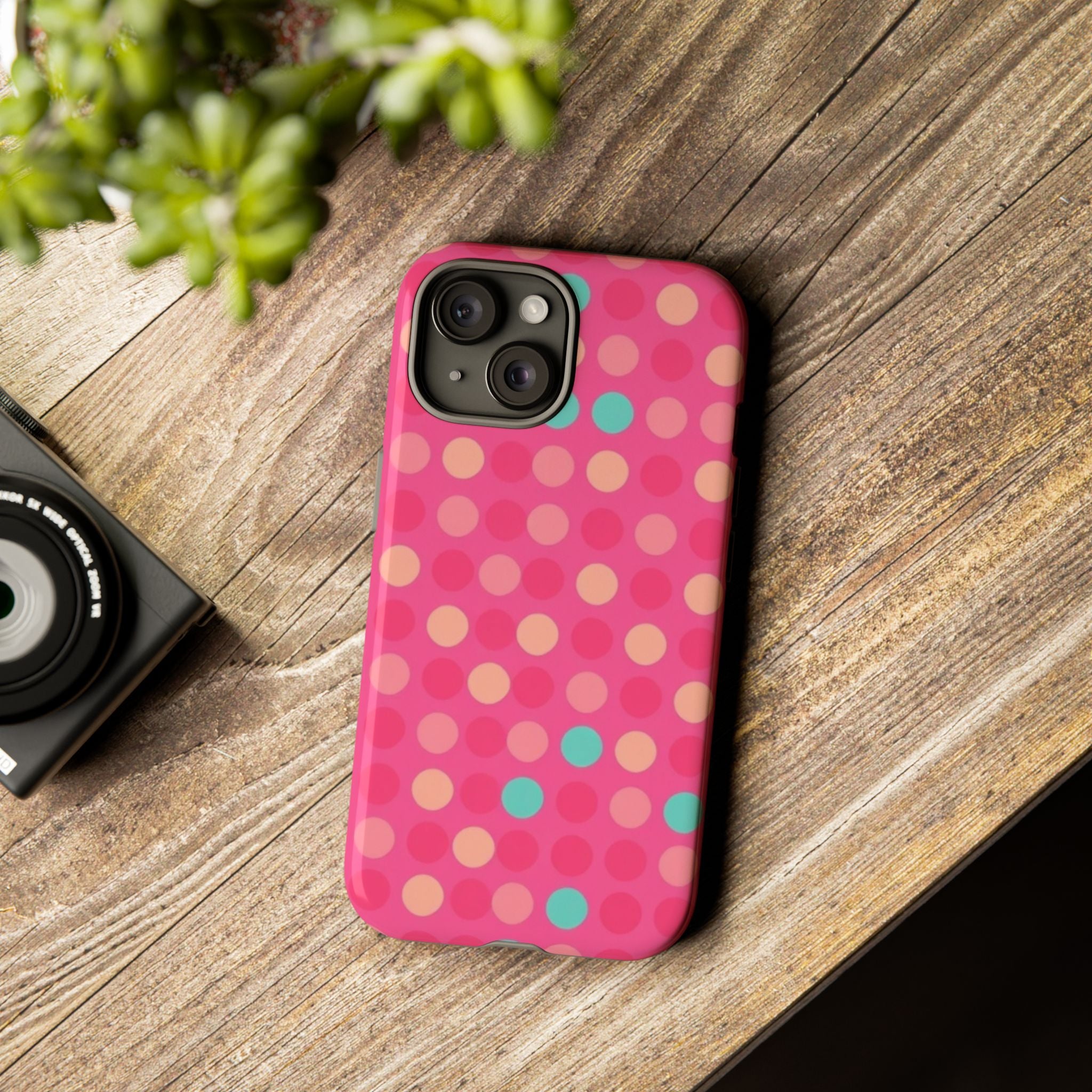 Android OR iPhone Protective Cases - Retro Polka Dots Pattern Tough Case