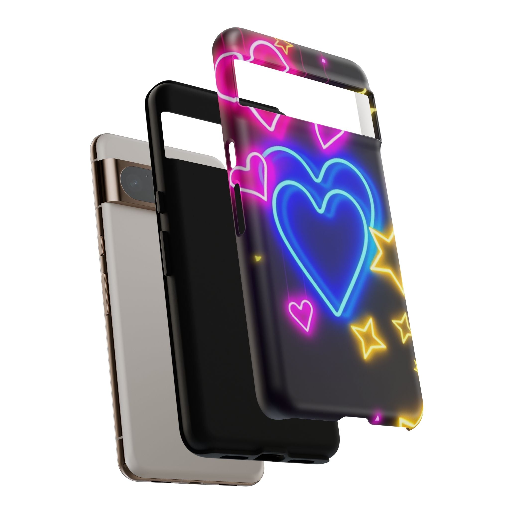 Android OR iPhone Compatible Cases - Neon Love Design - Unique Tough Cases