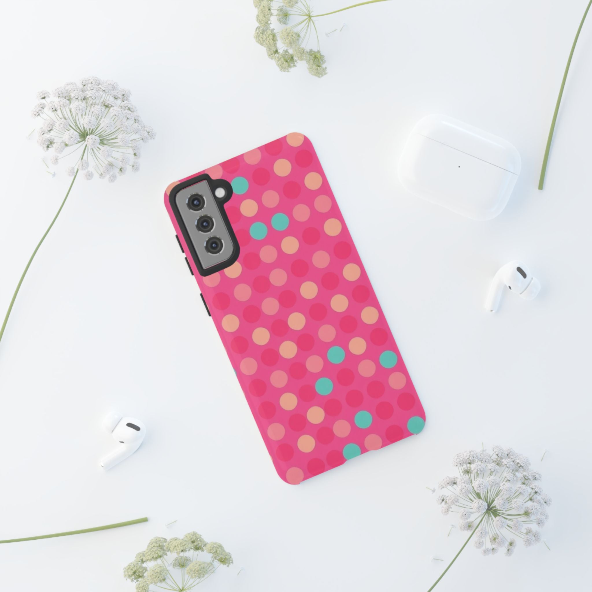 Android OR iPhone Protective Cases - Retro Polka Dots Pattern Tough Case