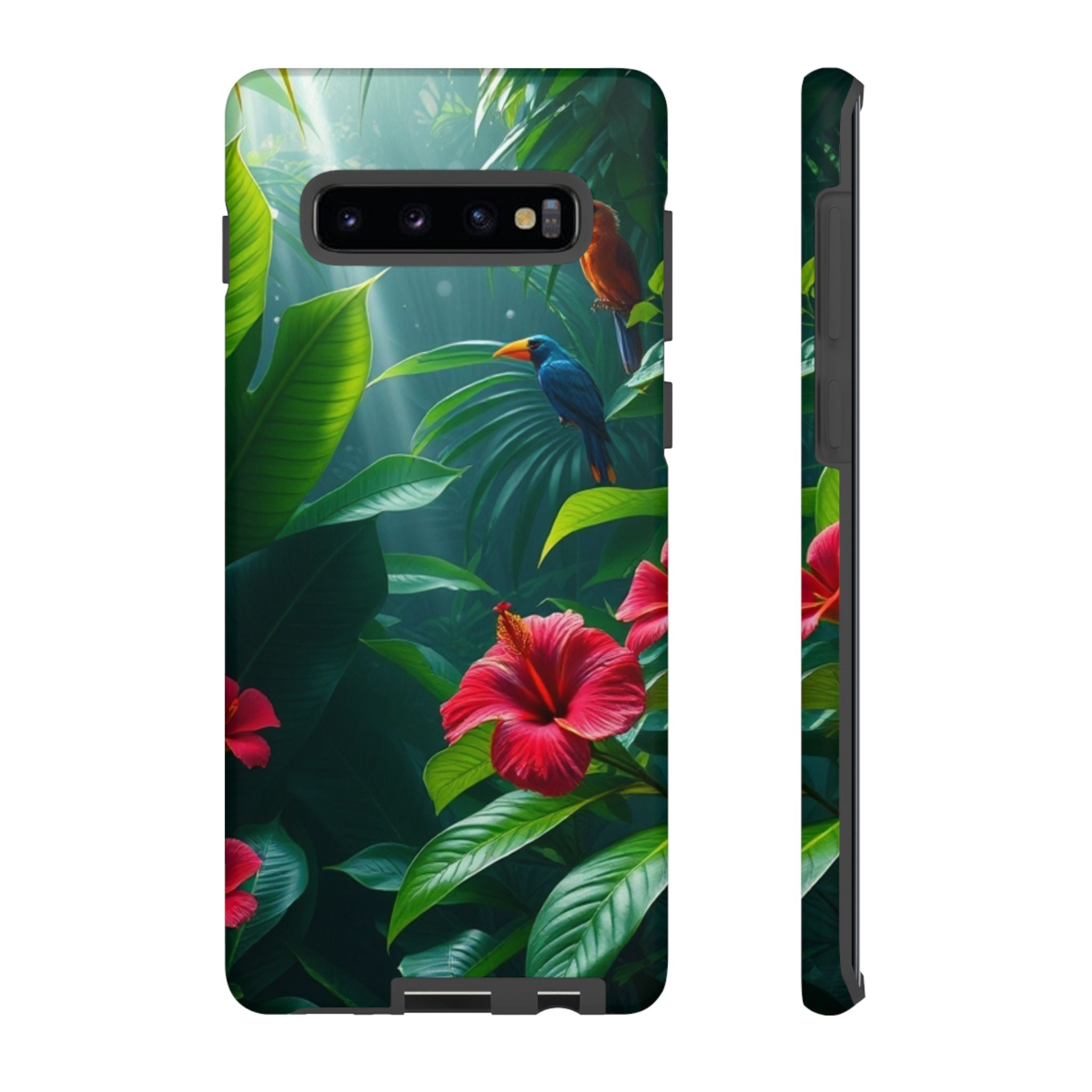 Android OR iPhone Compatible Cases - Tropical Flower & Bird Design - Unique Tough Cases