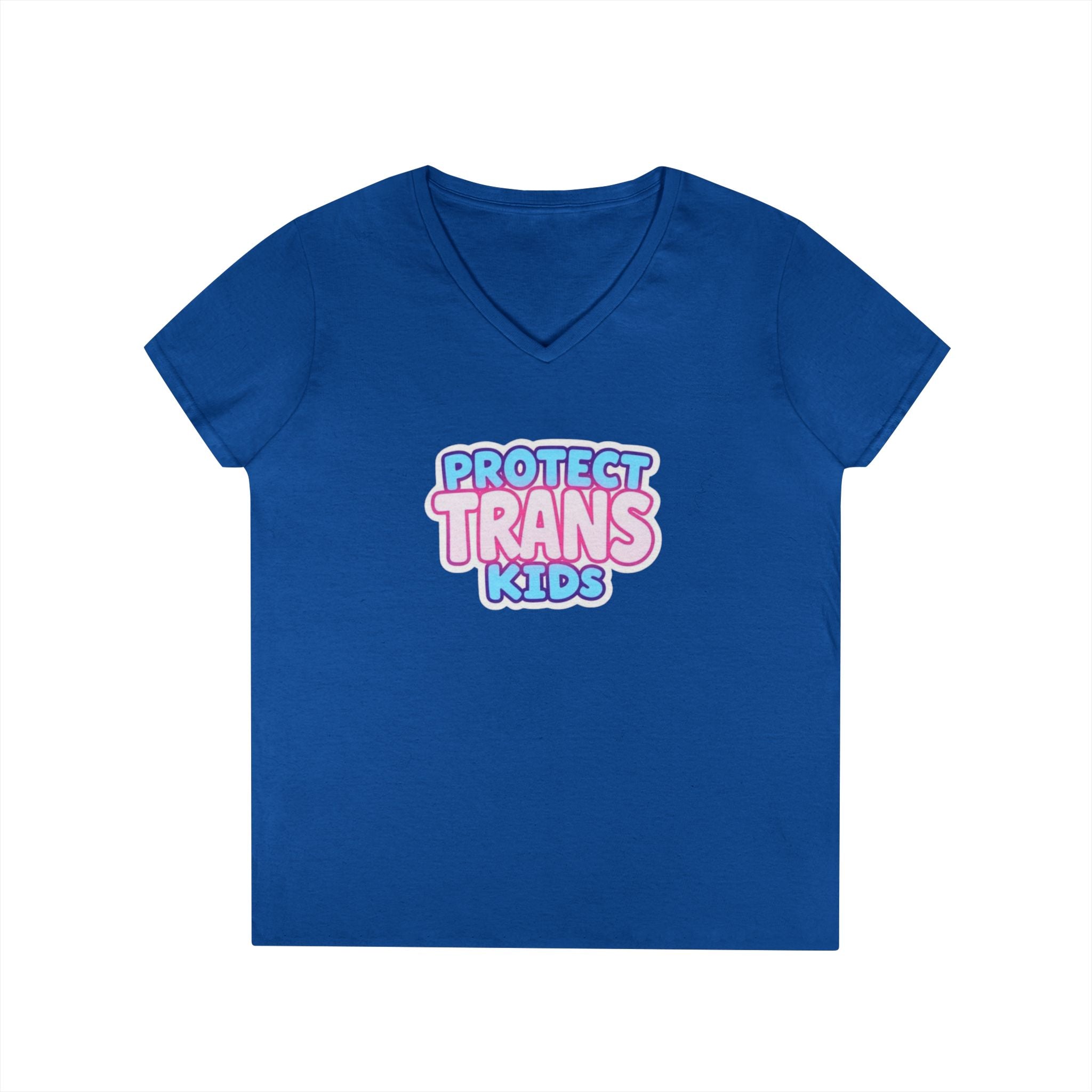 Protect Trans Kids Ladies' V-Neck T-Shirt - Supportive & Stylish Pride Apparel