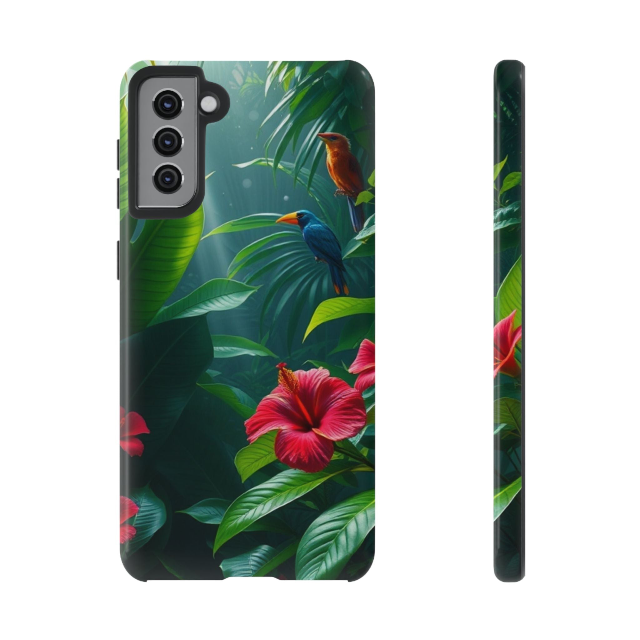 Android OR iPhone Compatible Cases - Tropical Flower & Bird Design - Unique Tough Cases