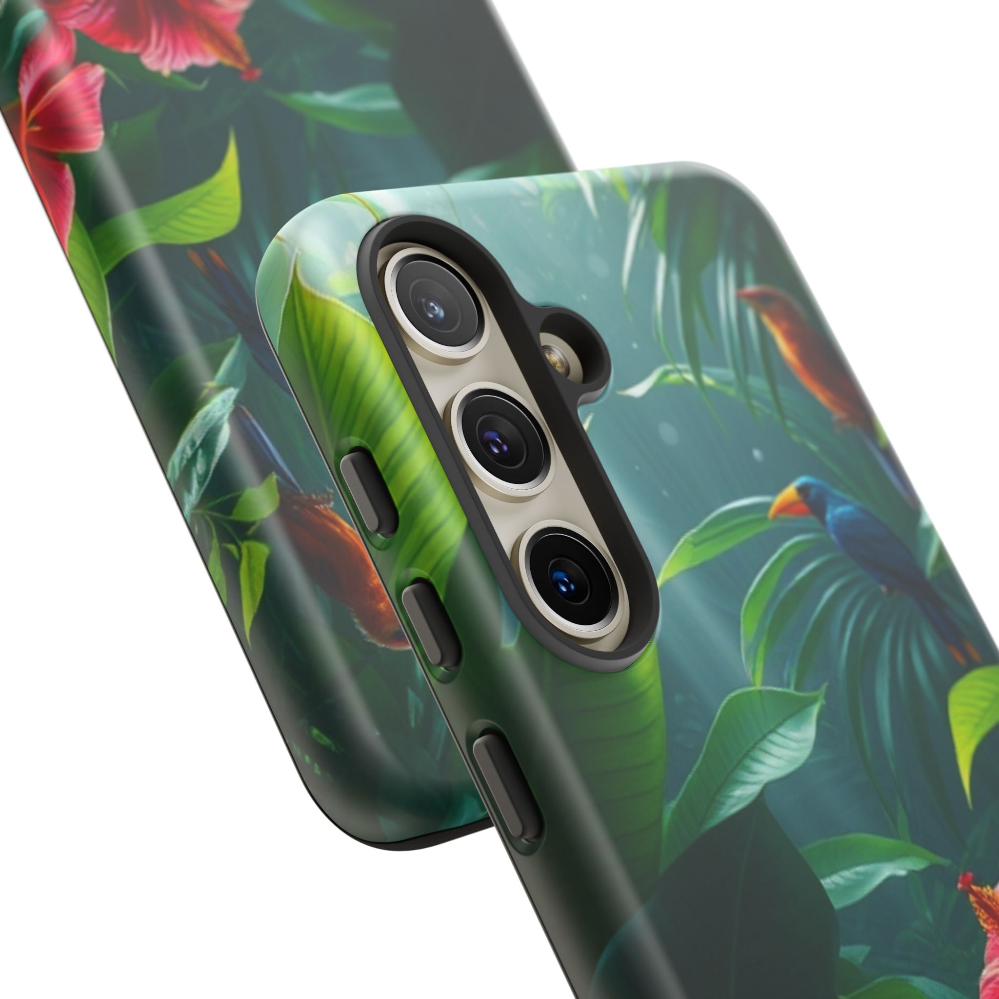 Android OR iPhone Compatible Cases - Tropical Flower & Bird Design - Unique Tough Cases