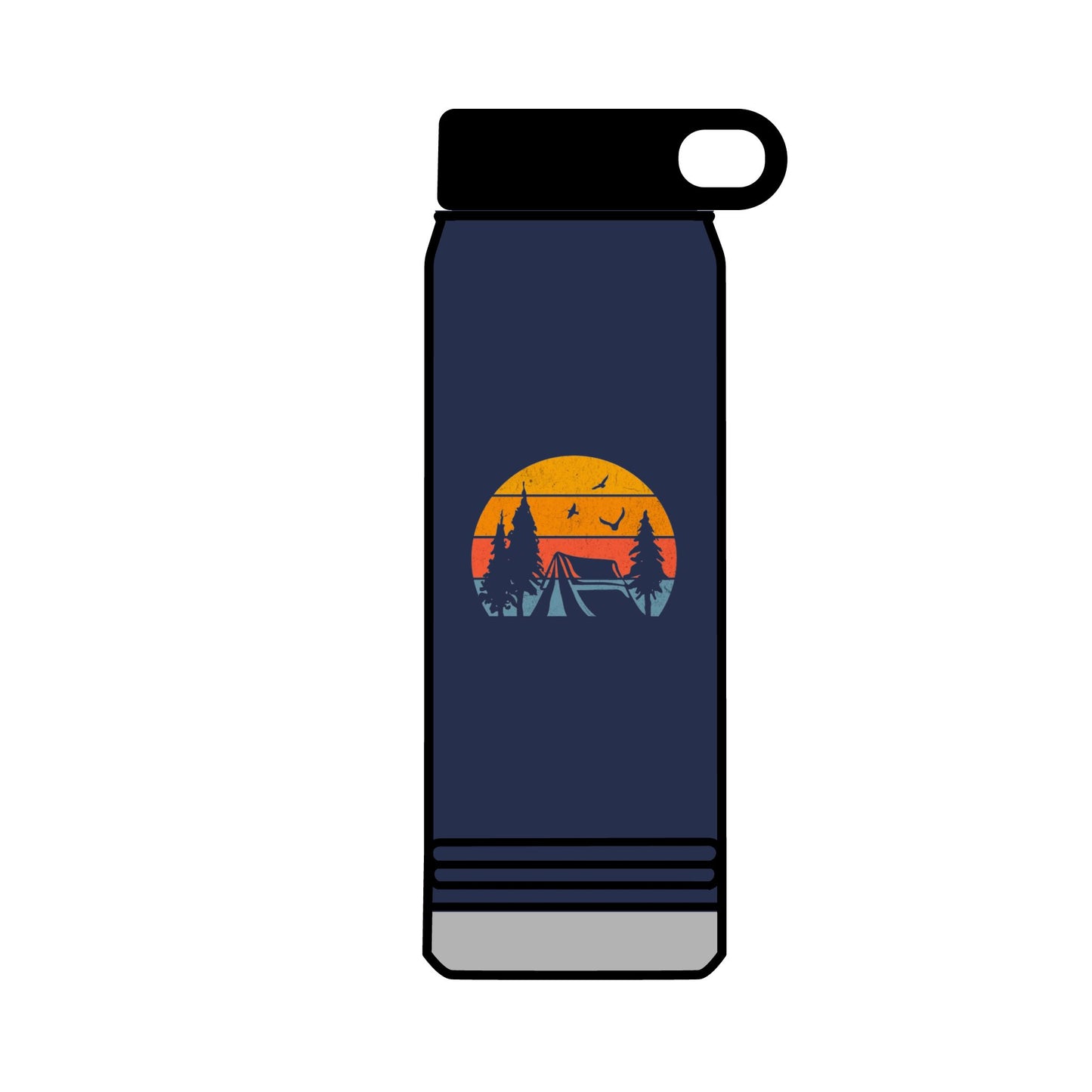32oz Water Bottle Camping Sunset Scene