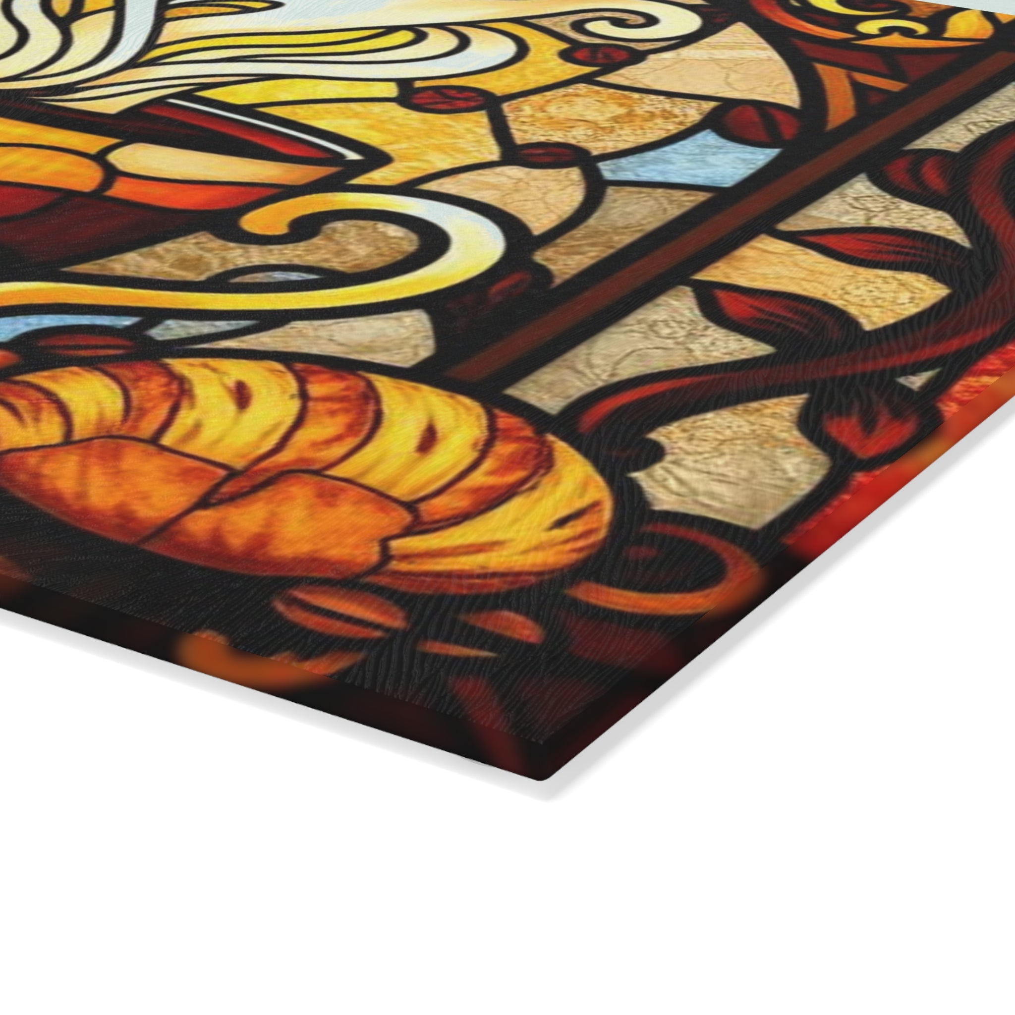 Colorful Stained Glass Coffee & Cake Cutting Board - Perfect for Home Chefs & Gifting