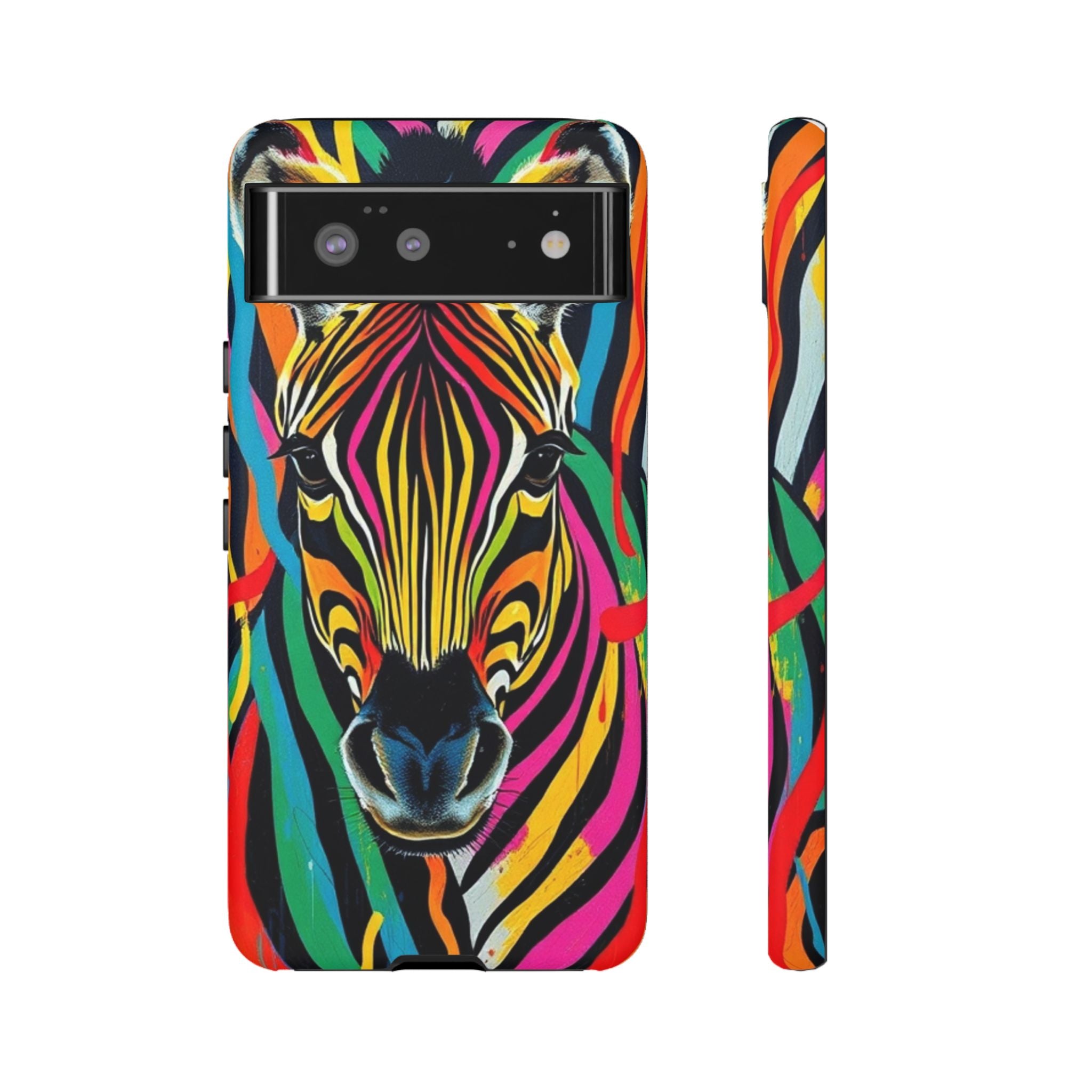 Android OR iPhone Compatible Cases - Rainbow Zebra Design - Unique Tough Cases