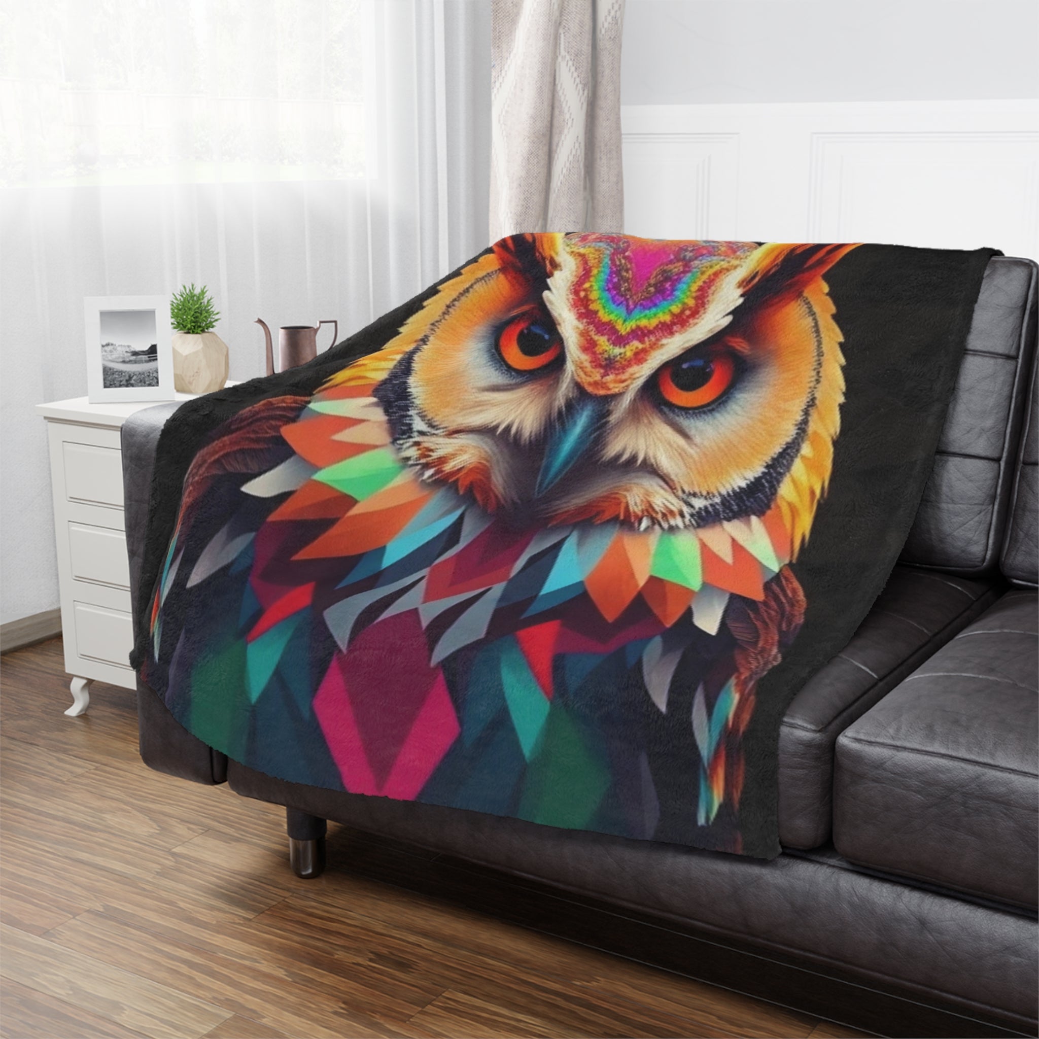 Fractal Owl Microfiber Blanket